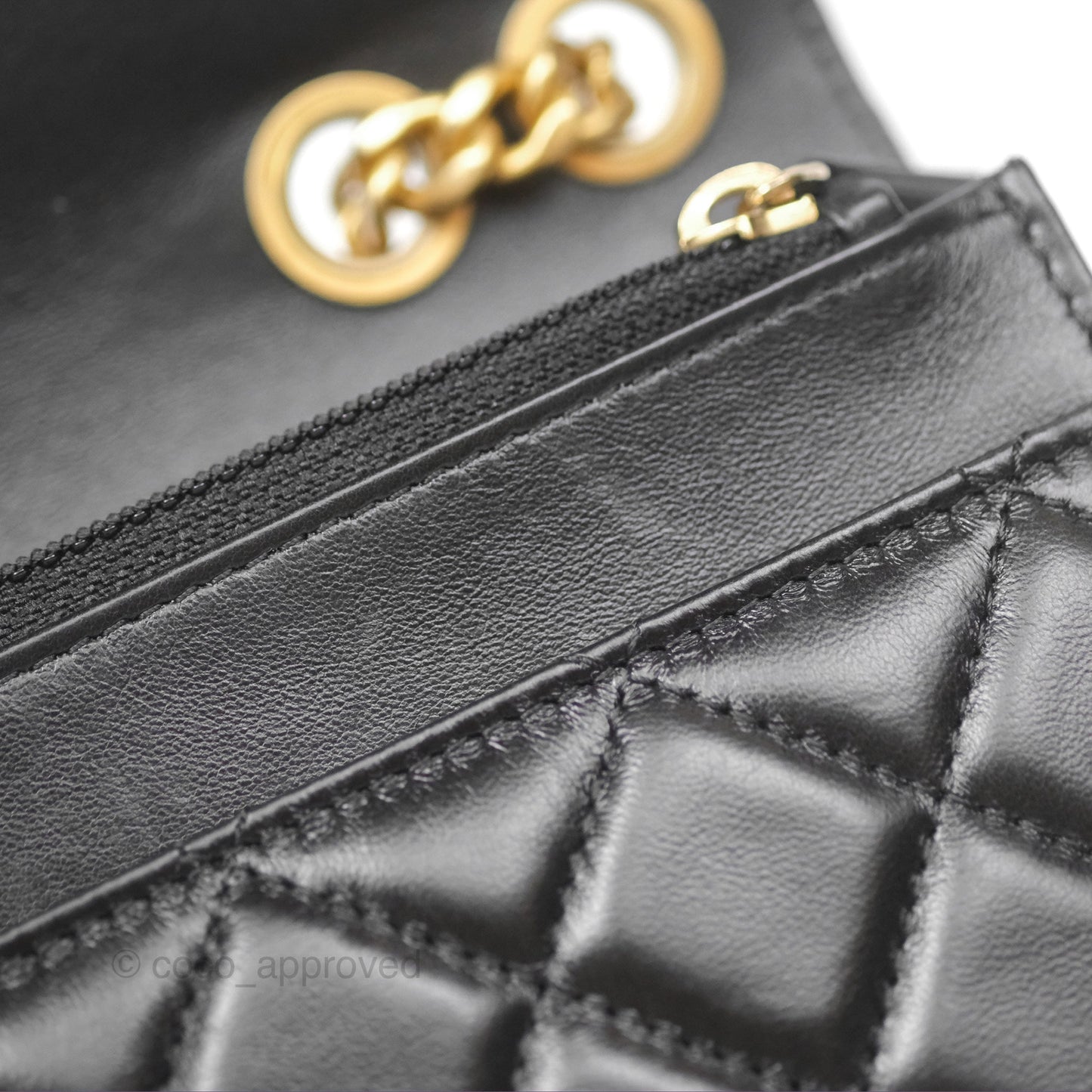 Chanel All Slide Wallet on Chain WOC Adjustable Chain Quilted Black Lambskin 22K