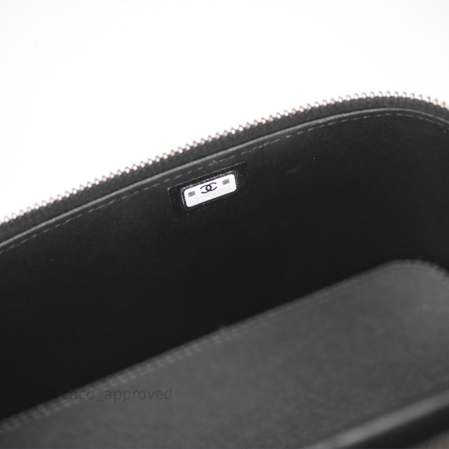 Chanel Vanity Rectangular Top Handle Black Shiny Lambskin Gold Hardware 24P