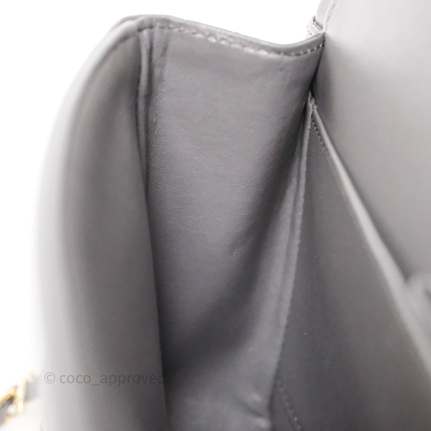 Chanel Small Quilted Classic Flap Grey Lambskin Light Gold Hardware