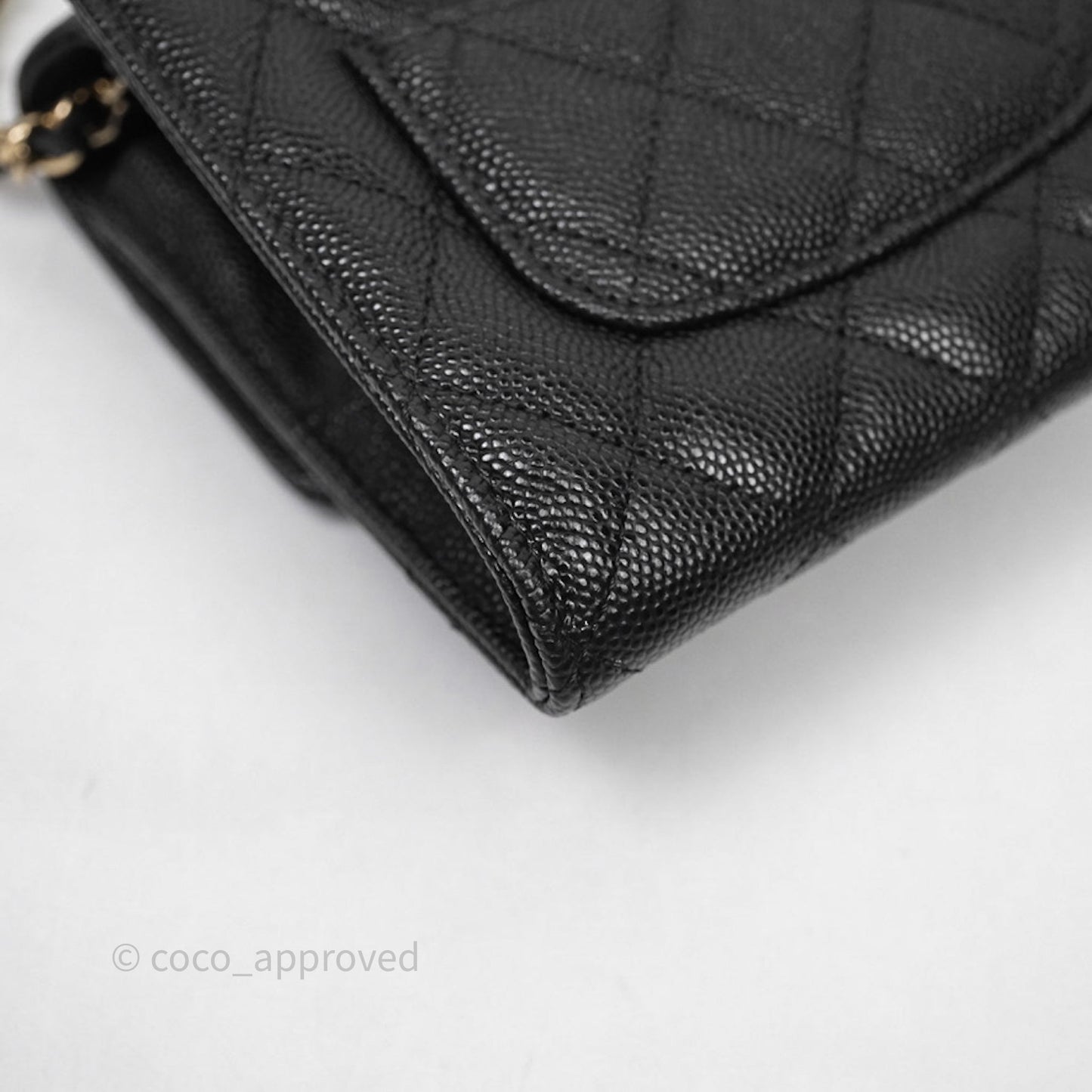 Chanel Quilted Mini Wallet on Chain WOC Black Caviar Gold Hardware