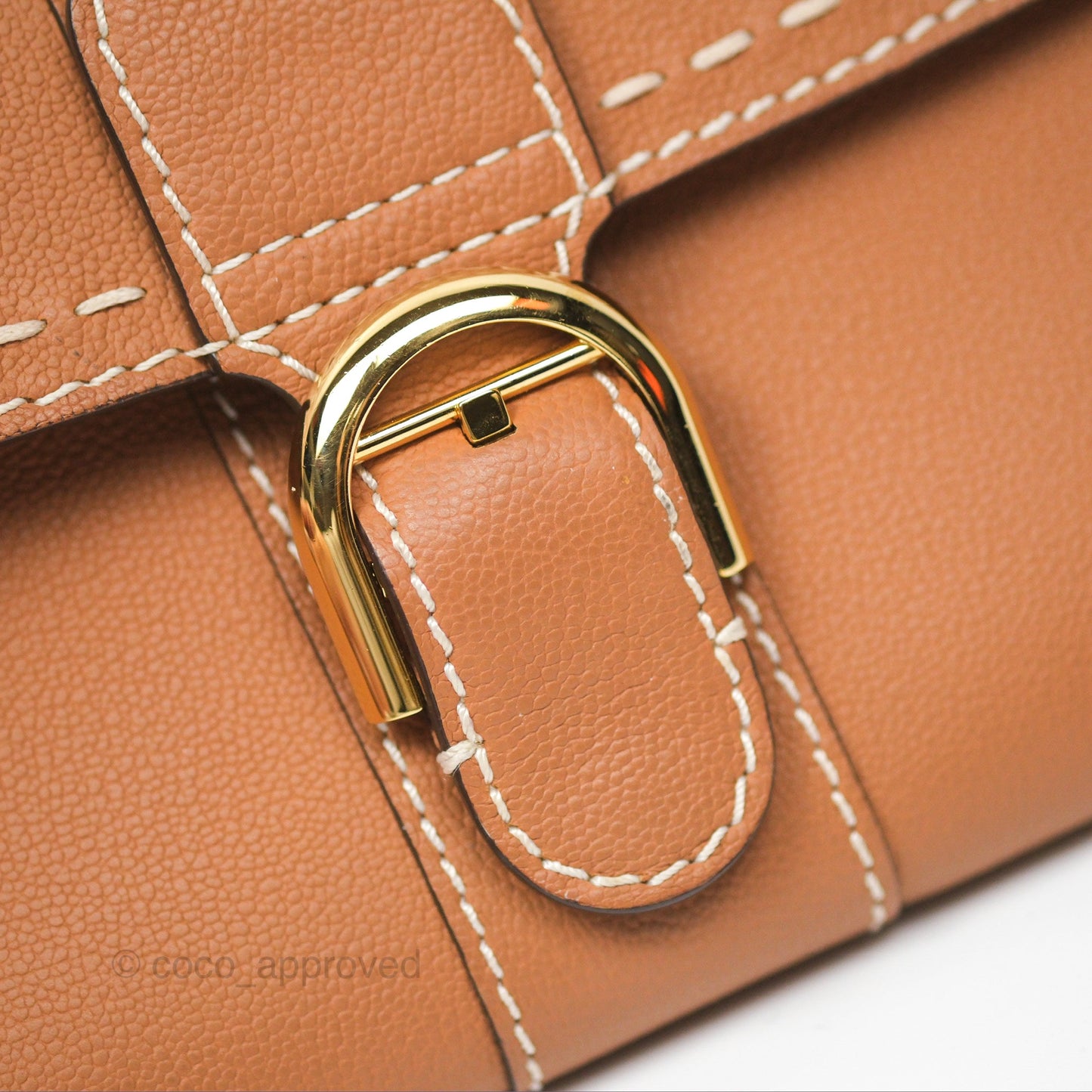 Delvaux Brillant Long Wallet Chain Surpiqué Vegetal Ivory Rodeo Calf