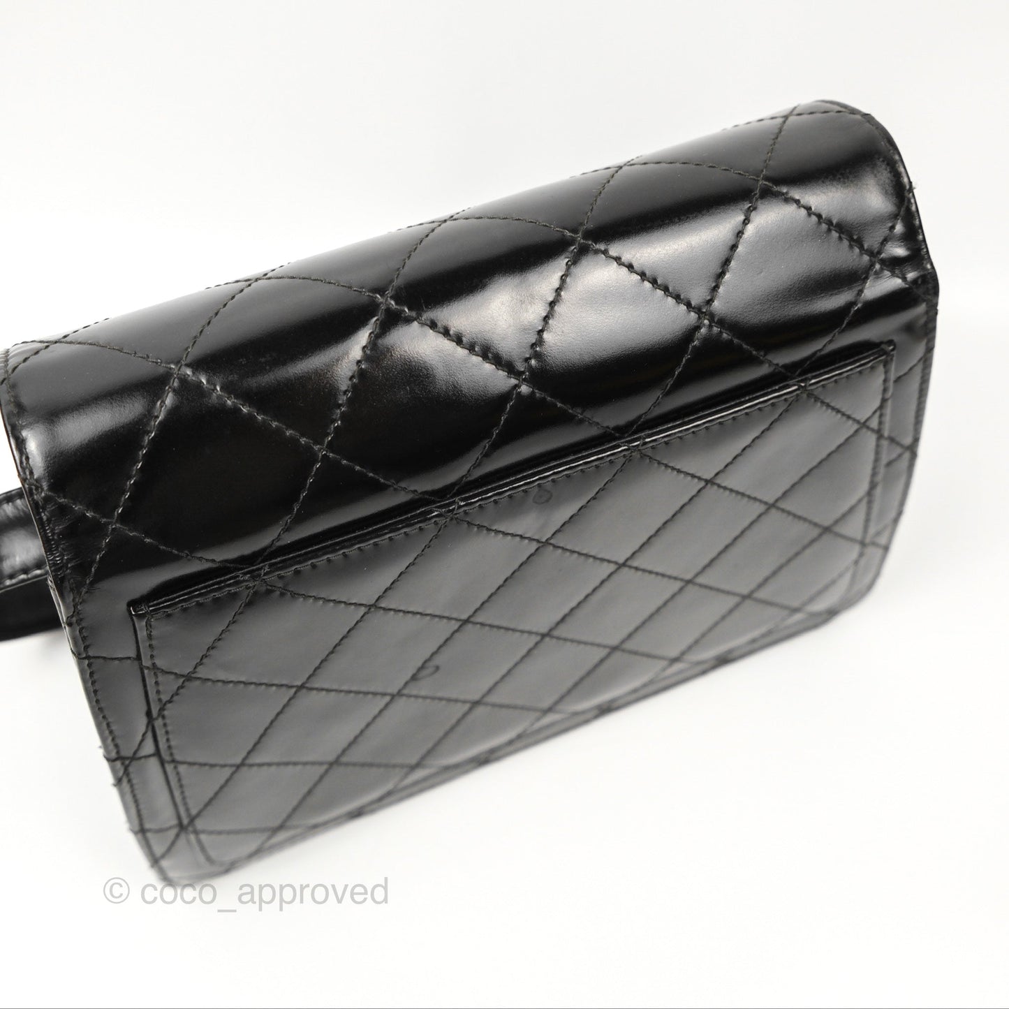 Chanel Vintage Flap Shoulder Bag Black Patent 24K Gold Hardware