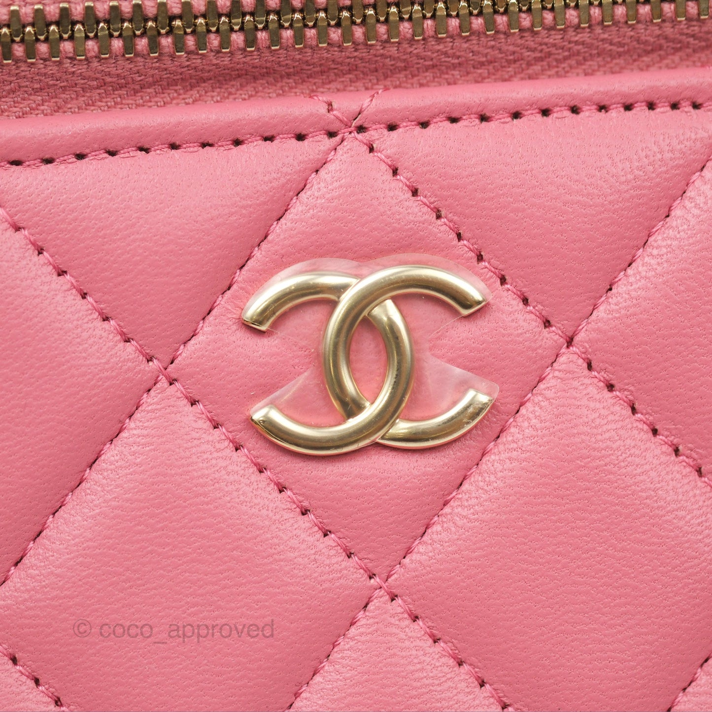 Chanel Vanity Rectangular Top Handle Pink Lambskin Gold Hardware