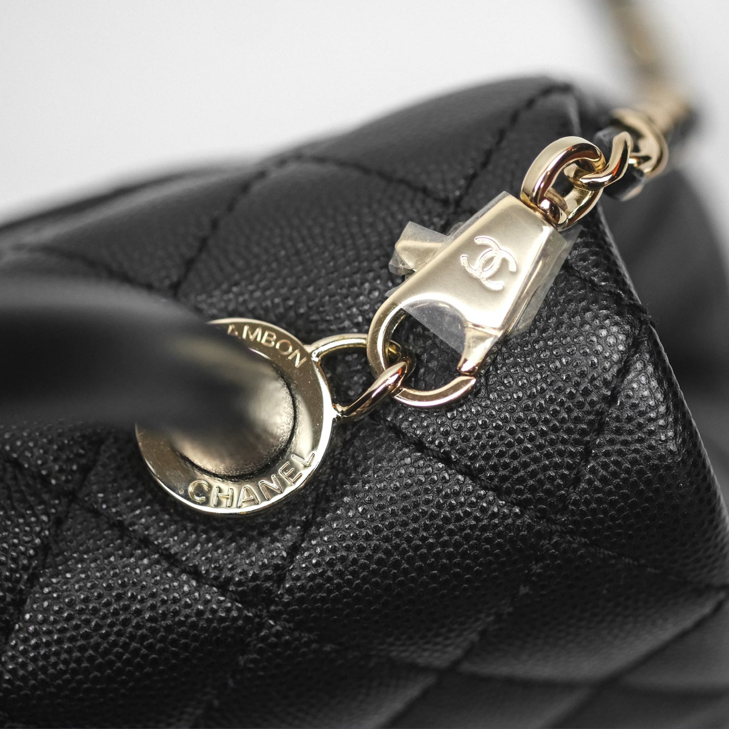 Chanel Small Coco Handle Quilted Black Caviar Gold Hardware