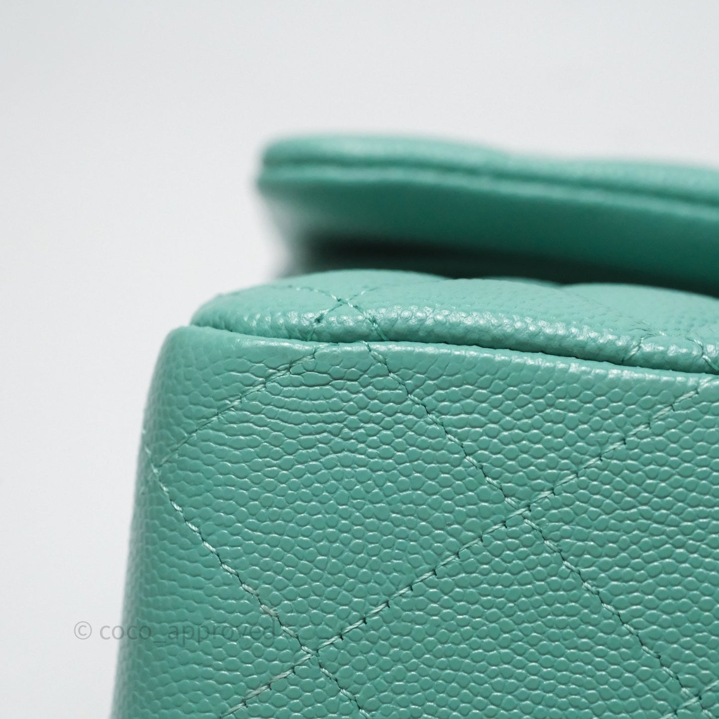 Chanel Classic M/L Medium Flap Quilted Tiffany Green Caviar Gold Hardware