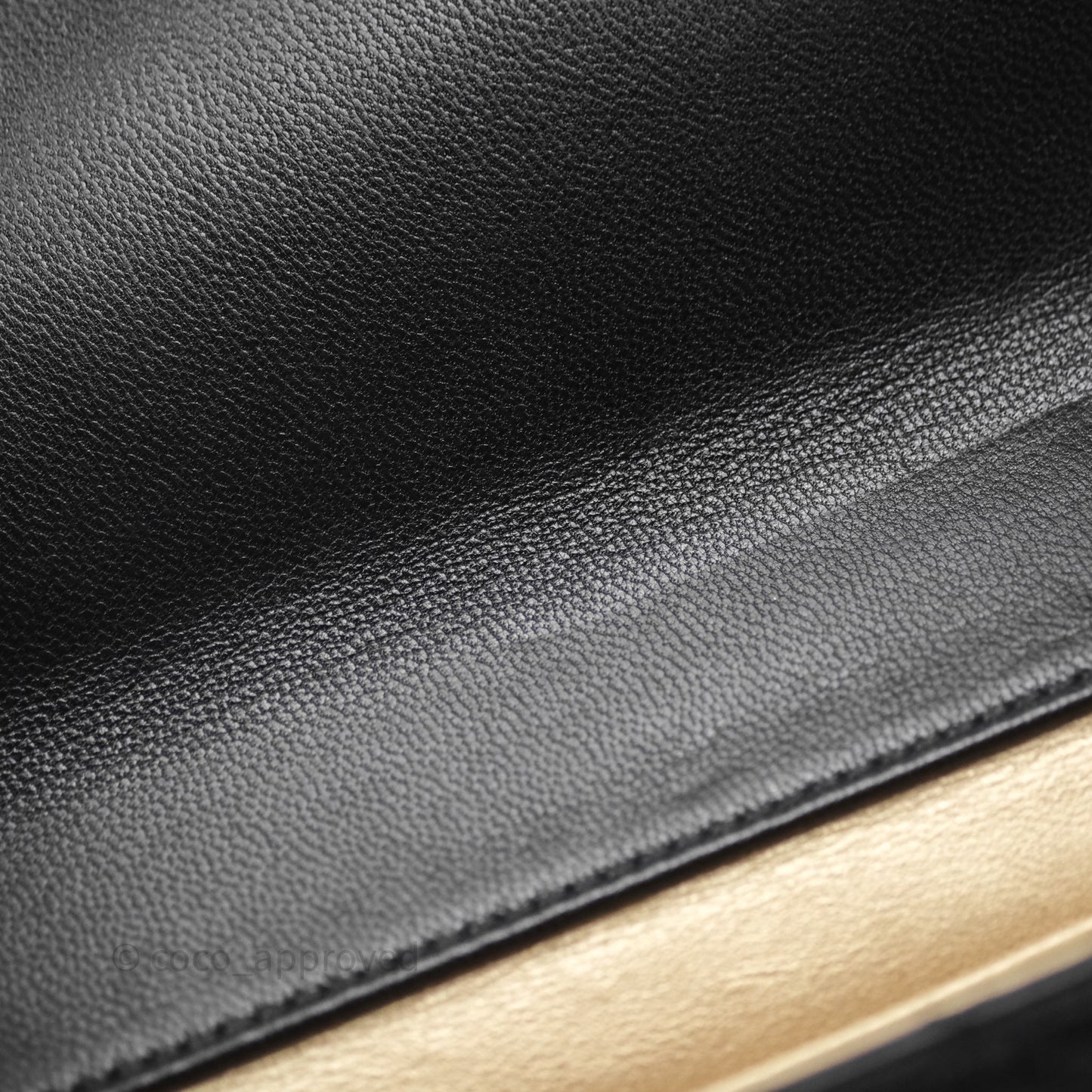 Chanel Quilted Chic Logo Pearls Flap Black Goatskin Aged Gold Hardware
