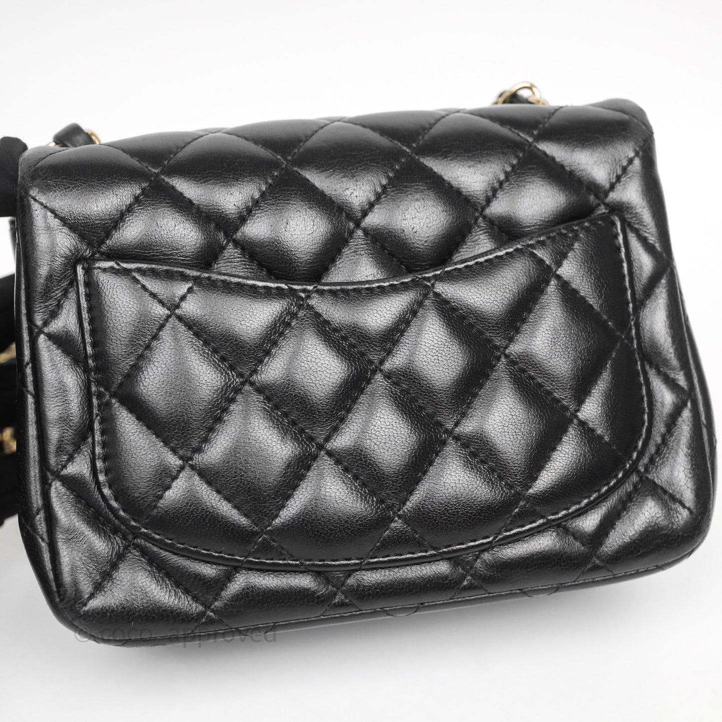Chanel Mini Square Quilted Black Lambskin Gold Hardware