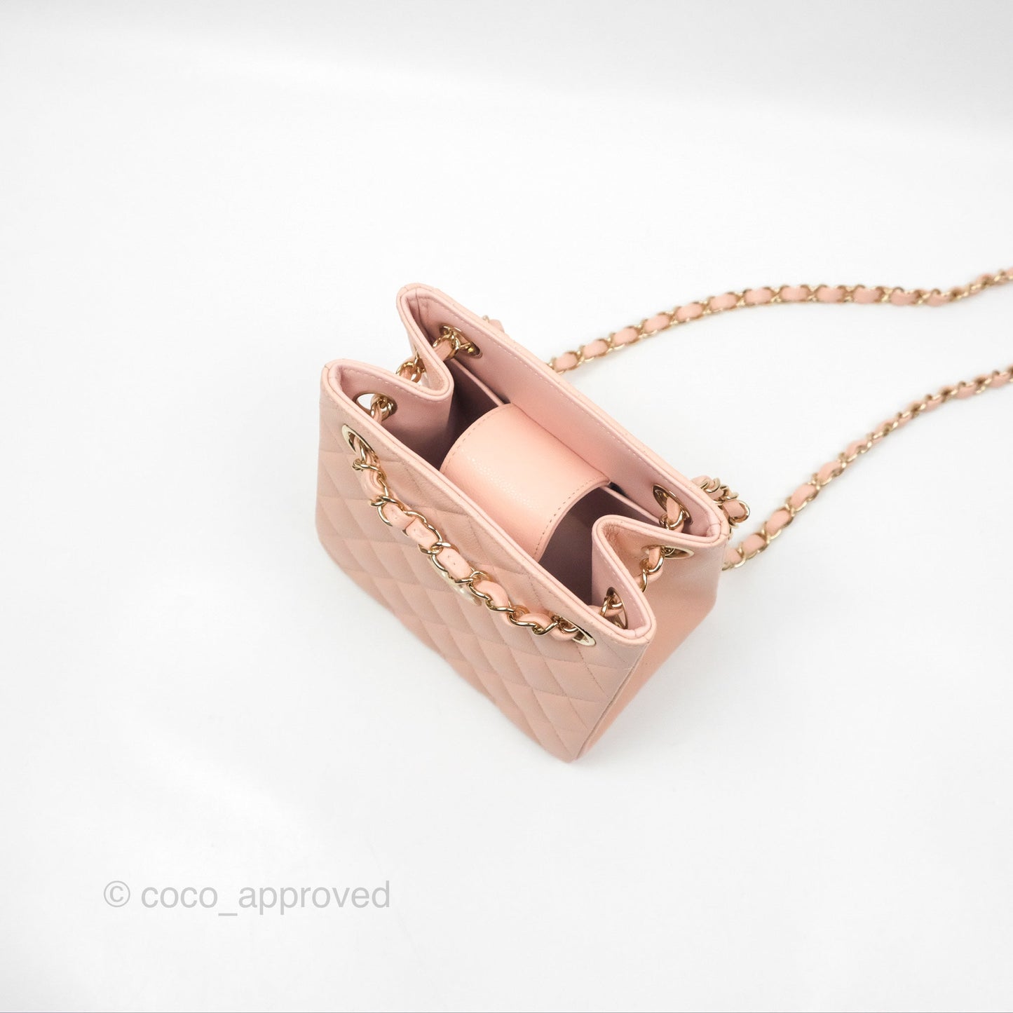 Chanel Mini Bucket Tote Pink Caviar Gold Hardware 22S