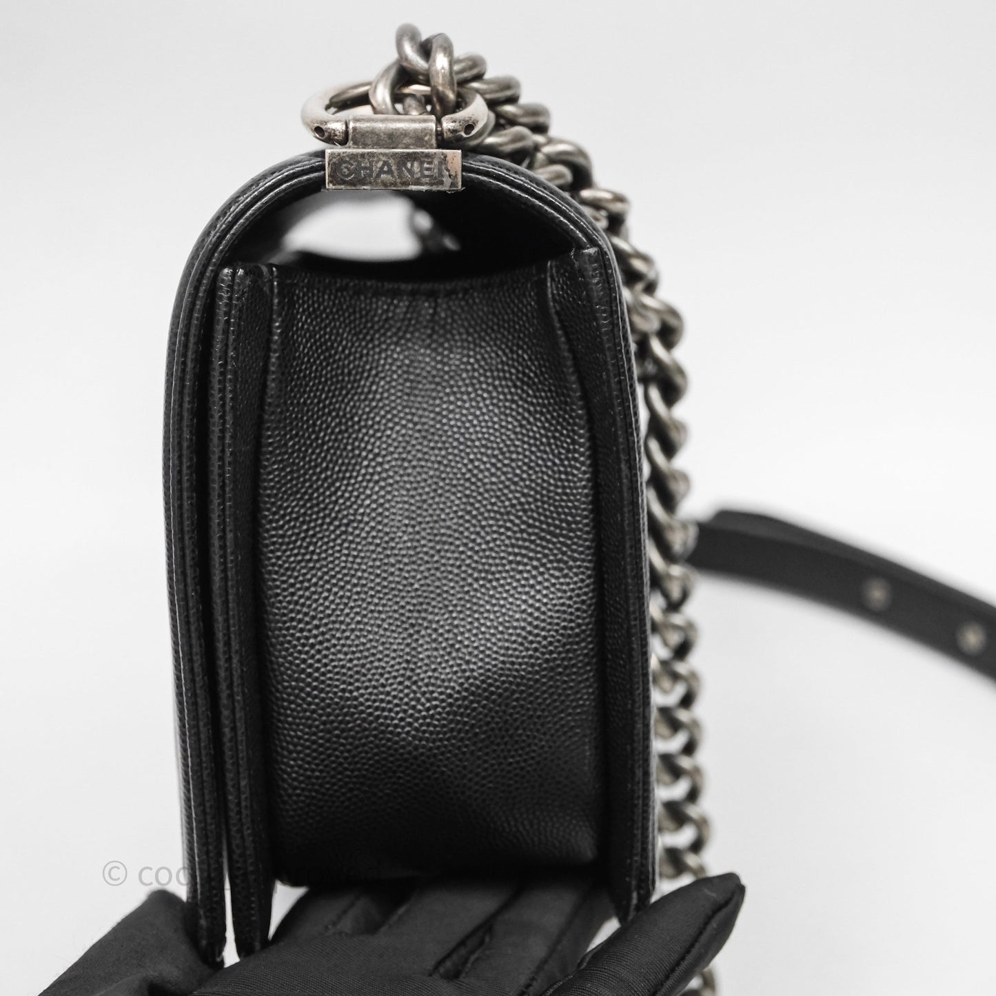 Chanel Medium Boy Quilted Black Caviar Ruthenium Hardware