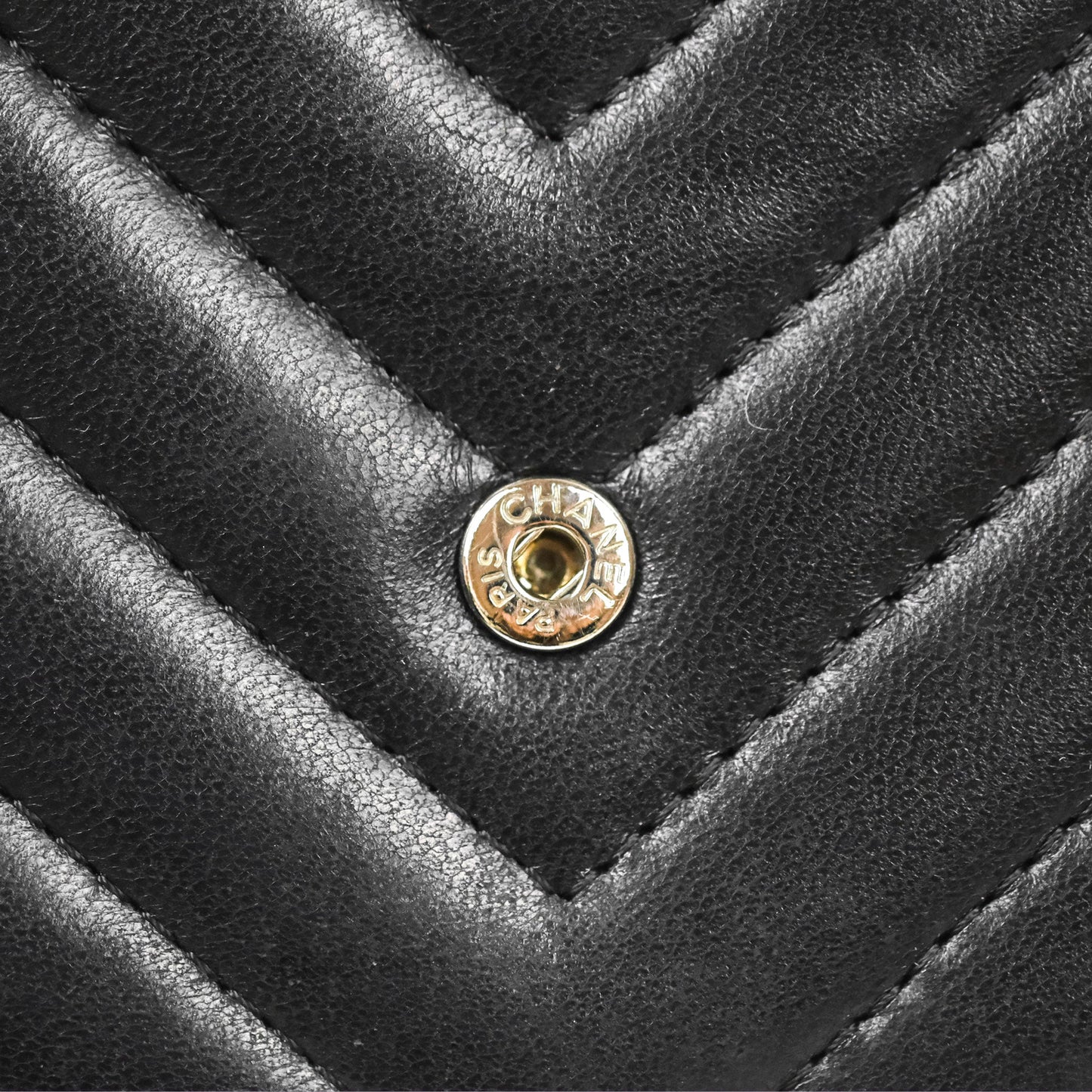 Chanel Classic Chevron Wallet on Chain WOC Black Lambskin Silver Hardware