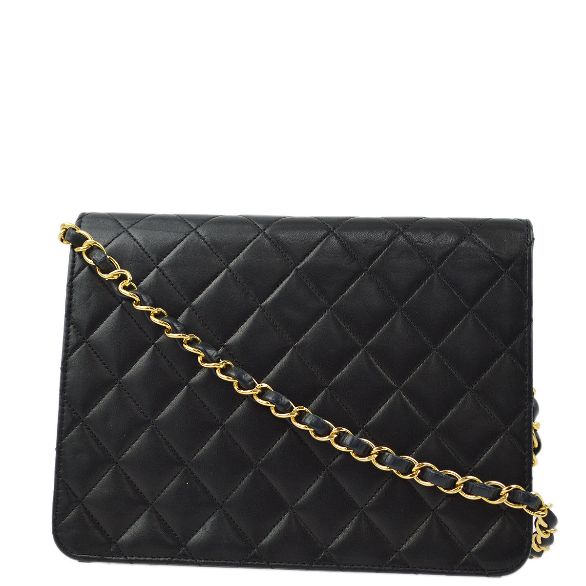 Chanel 2005-2006 Black Lambskin Turnlock Small Half Flap Shoulder Bag