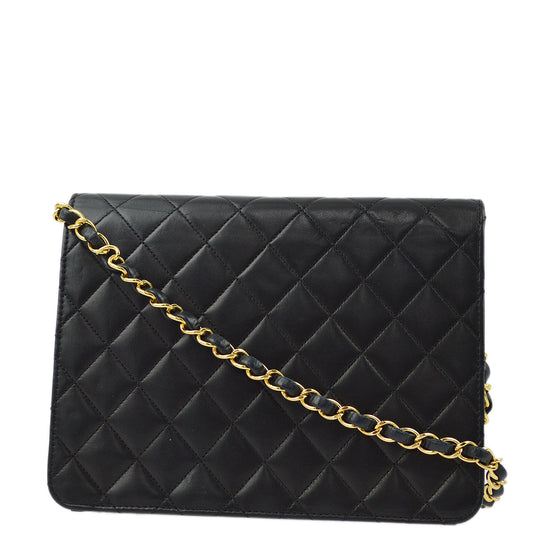Chanel 2005-2006 Black Lambskin Turnlock Small Half Flap Shoulder Bag