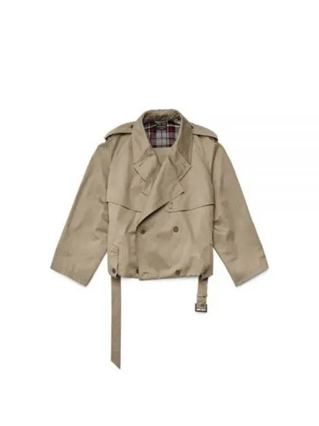 Luxury Balenciaga Fold Cotton Twill Short Trench Coat Beige