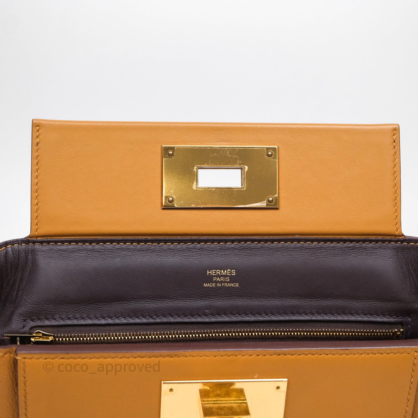 Hermès 24/24 21 Mini Caramel/Sesame/Rouge Sellier Gold Hardware