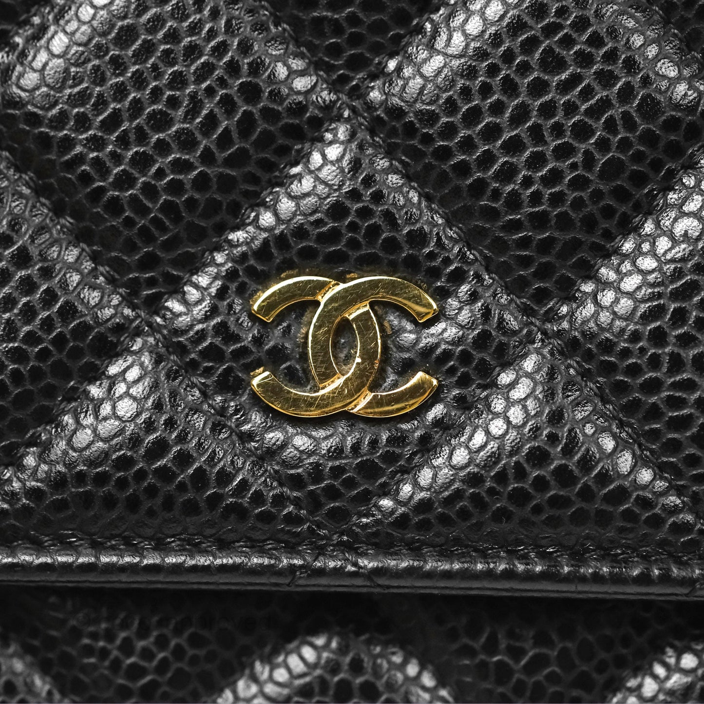 Chanel Classic Quilted Wallet On Chain WOC Black Caviar Gold Hardware