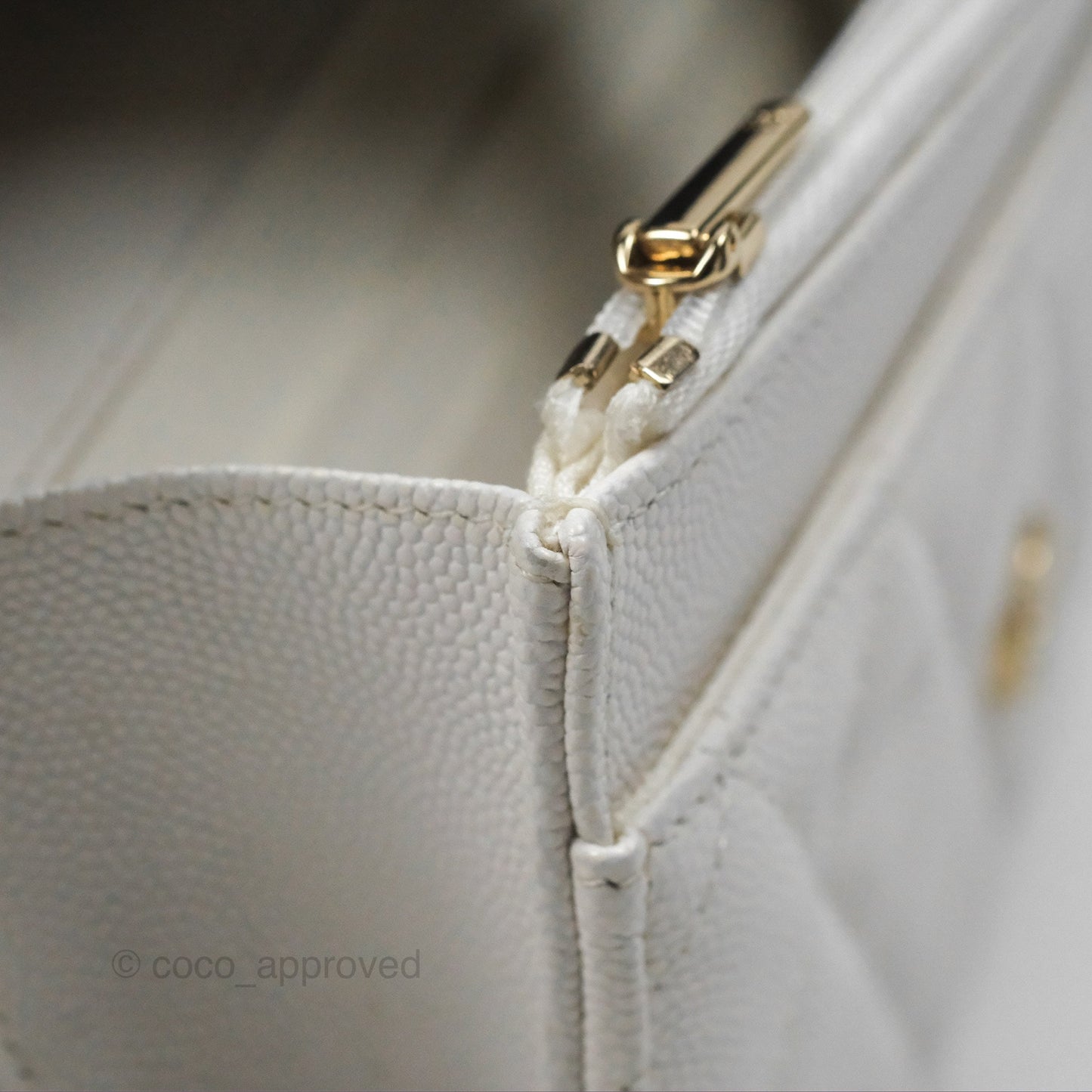 Chanel Quilted Classic Wallet on Chain WOC White Caviar Gold Hardware
