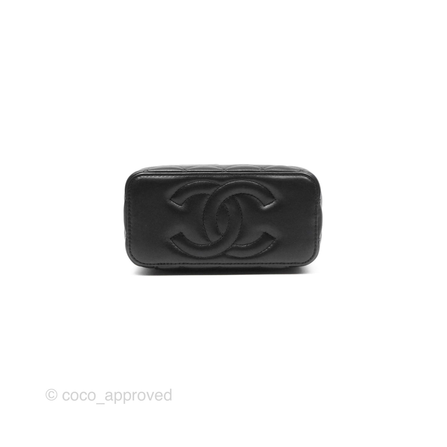 Chanel Vanity Rectangular Top Handle Black Lambskin Aged Gold Hardware