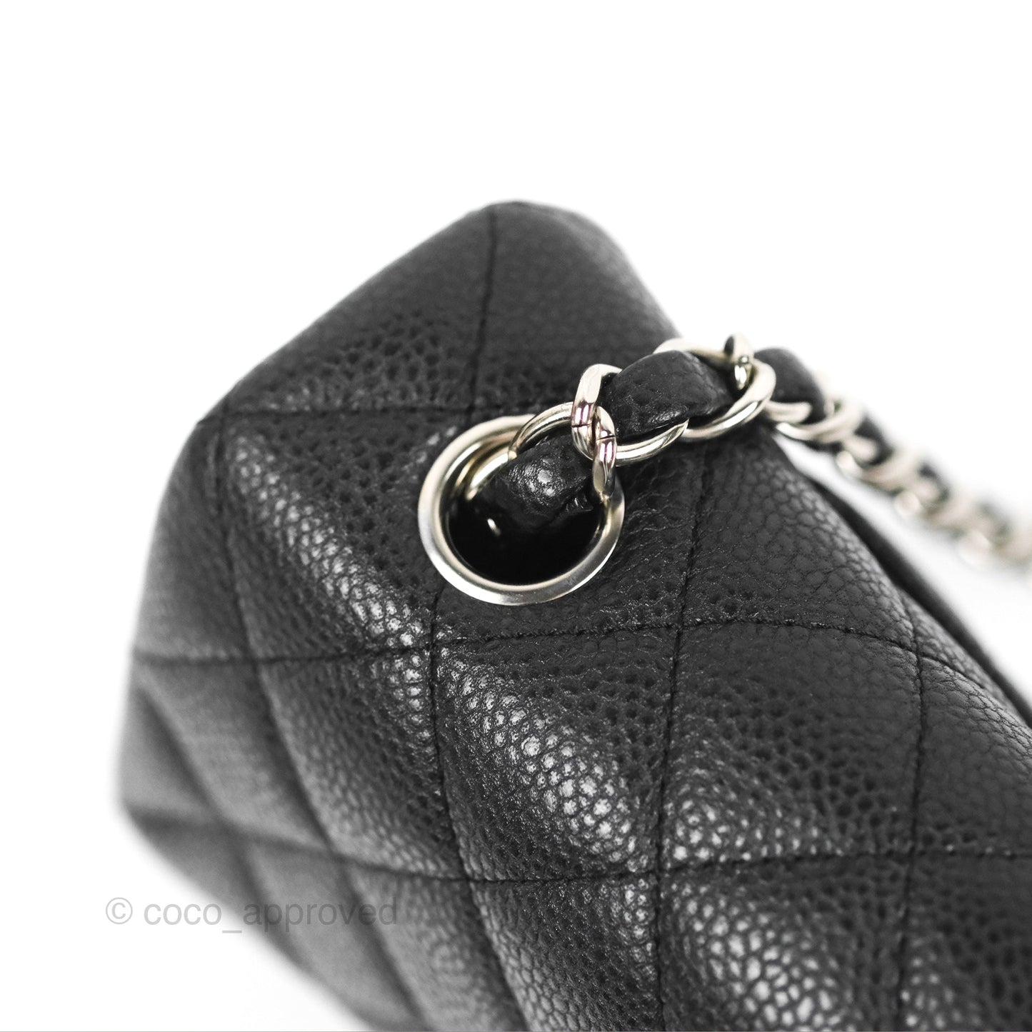 Chanel Quilted Mini Rectangular Flap Black Caviar Silver Hardware