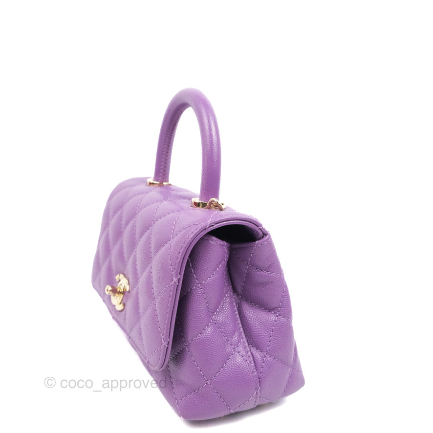 Chanel Mini Coco Handle Quilted Purple Caviar Gold Hardware