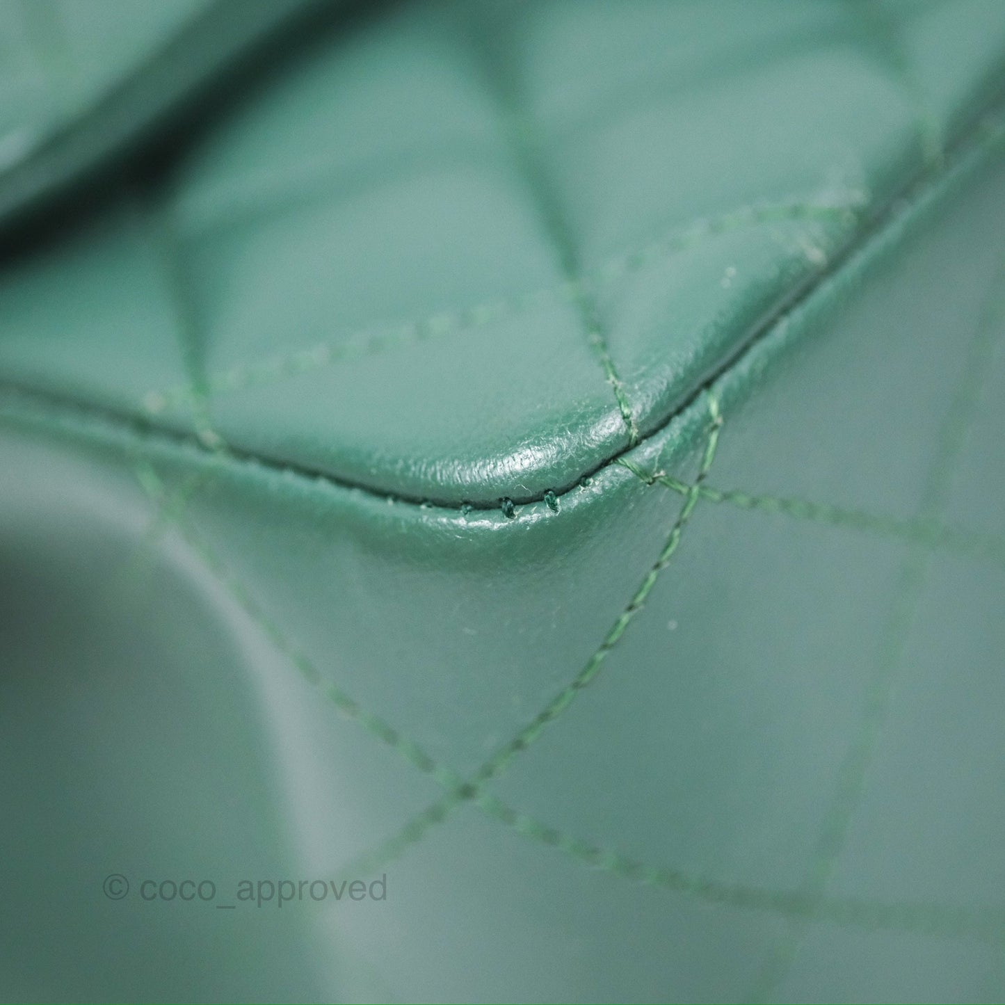 Chanel Mini Square Quilted Green Lambskin Silver Hardware