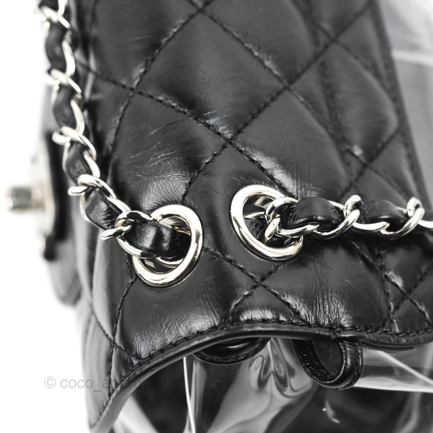 Chanel Aquarium PVC Backpack Black Crumpled Calfskin Silver Hardware