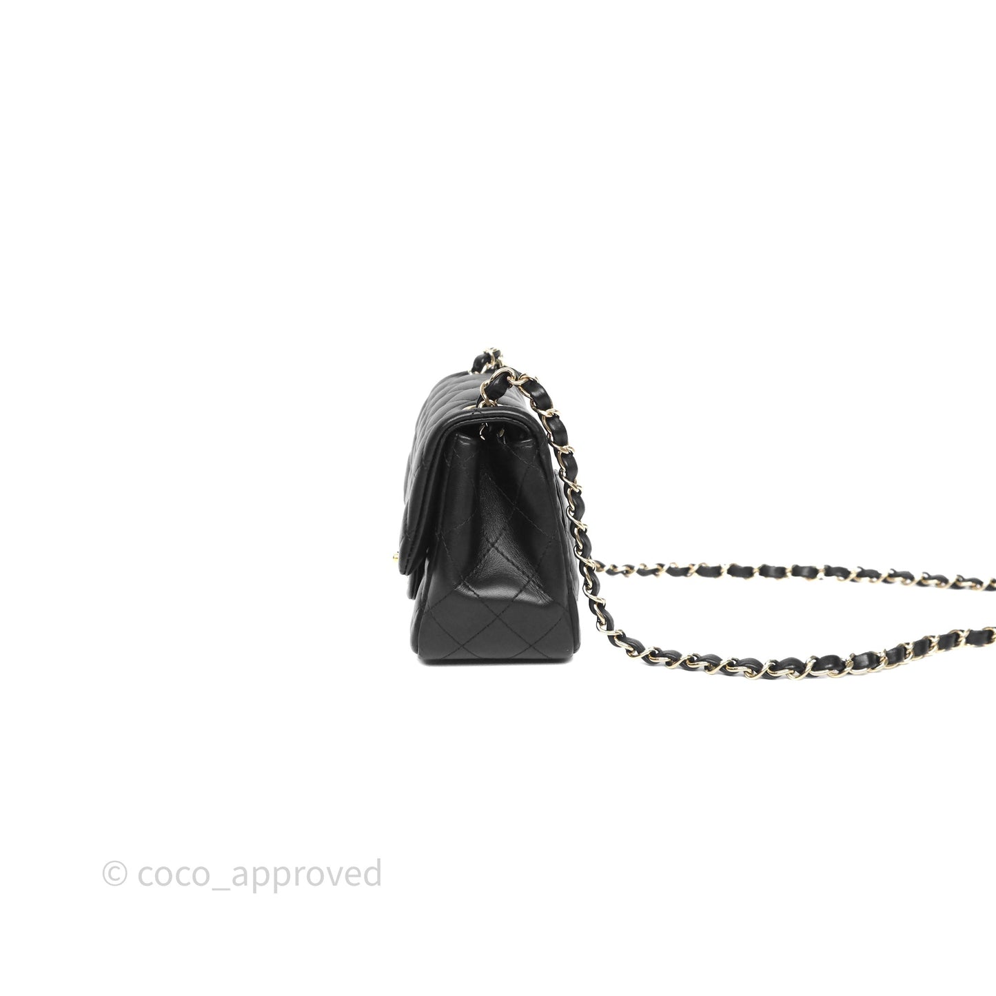 Chanel Mini Square Quilted Black Lambskin Gold Hardware