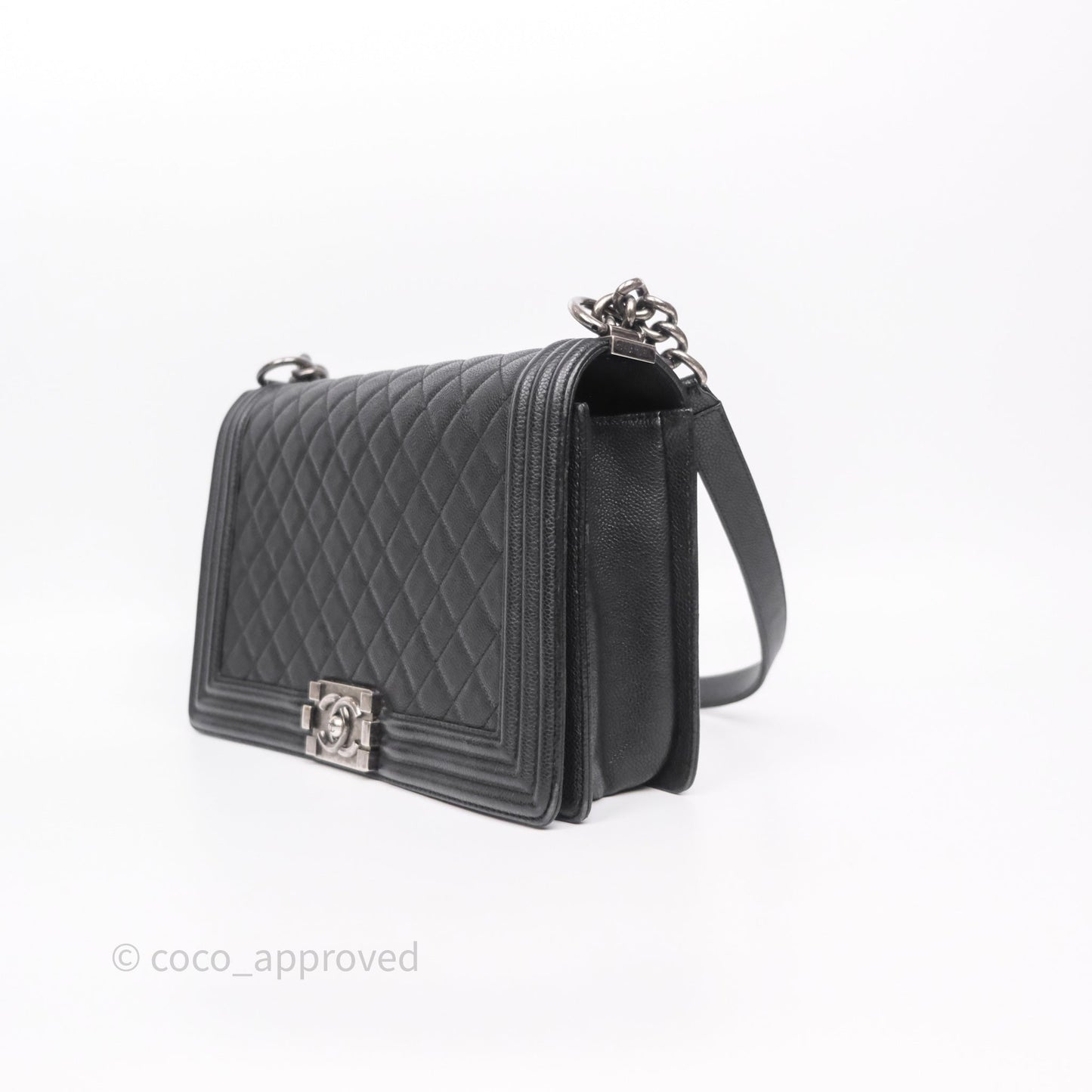 Chanel Quilted New Medium Boy Black Caviar Ruthenium Hardware