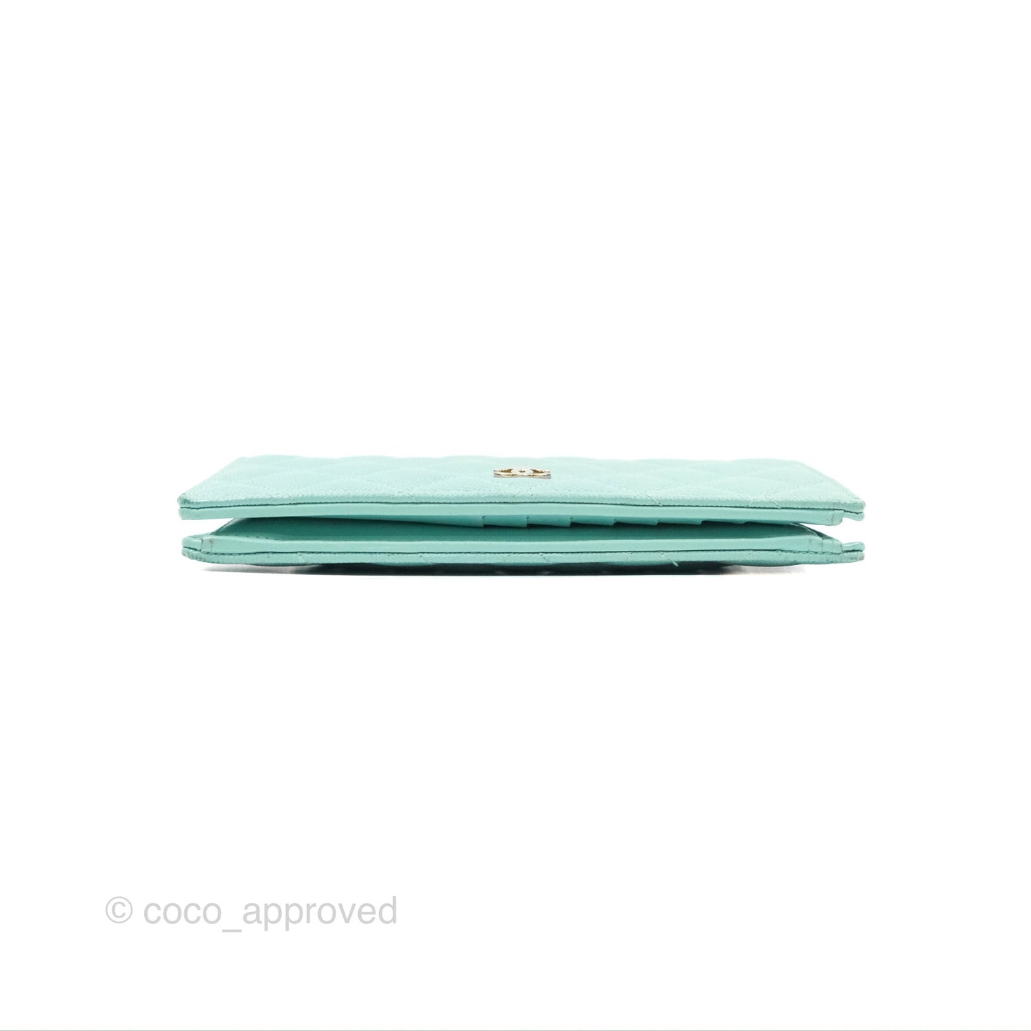 Chanel Classic Quilted Long Wallet Tiffany Blue Caviar Gold Hardware