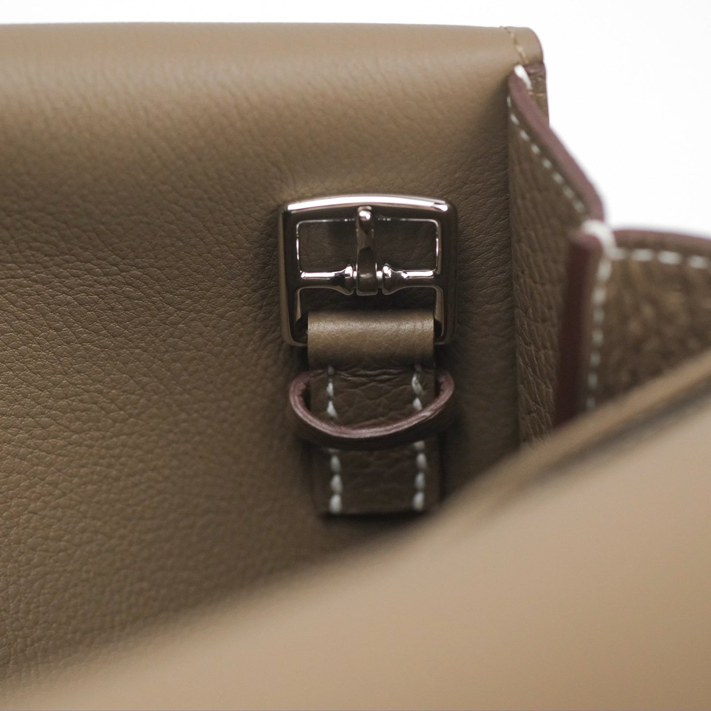 Hermès Halzan 25 Etoupe Clemence Palladium Hardware