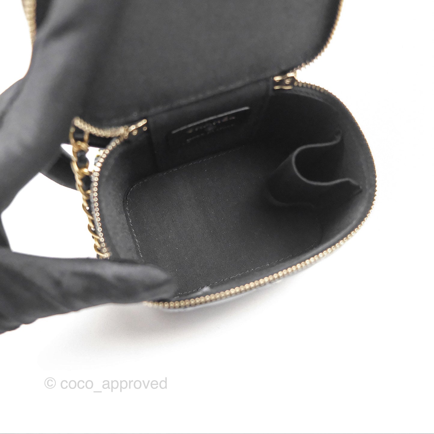 Chanel Mini Top Handle Vanity With Chain Black Lambskin Aged Gold Hardware