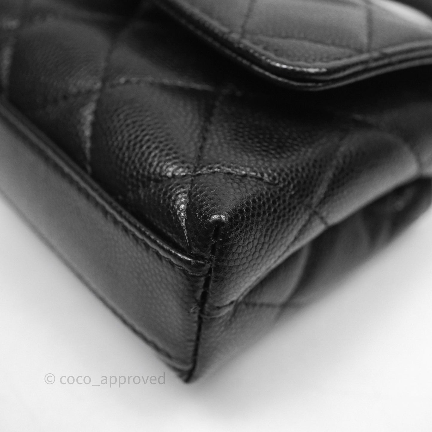 Chanel Nano Coco Handle Clutch Quilted Black Caviar Gold Hardware