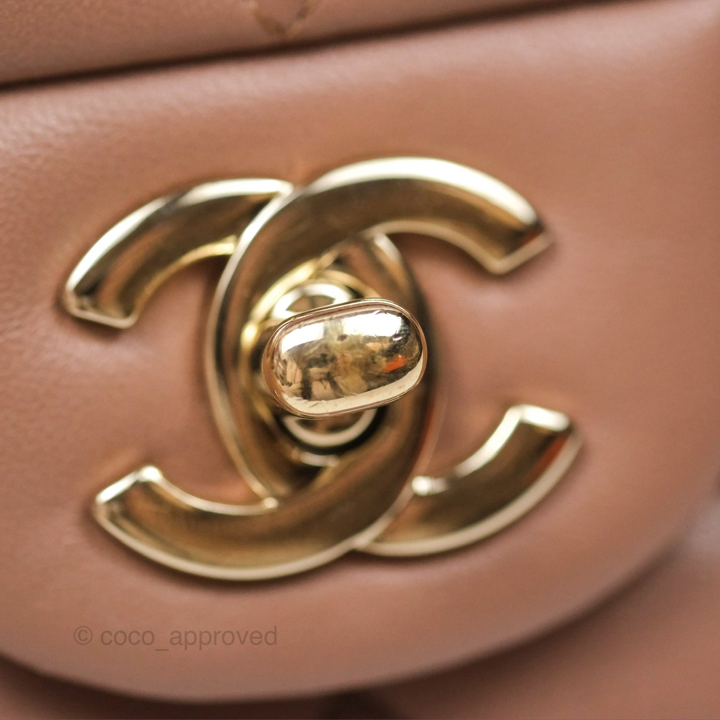 Chanel Classic M/L Medium Flap Quilted Dark Beige Lambskin Gold Hardware