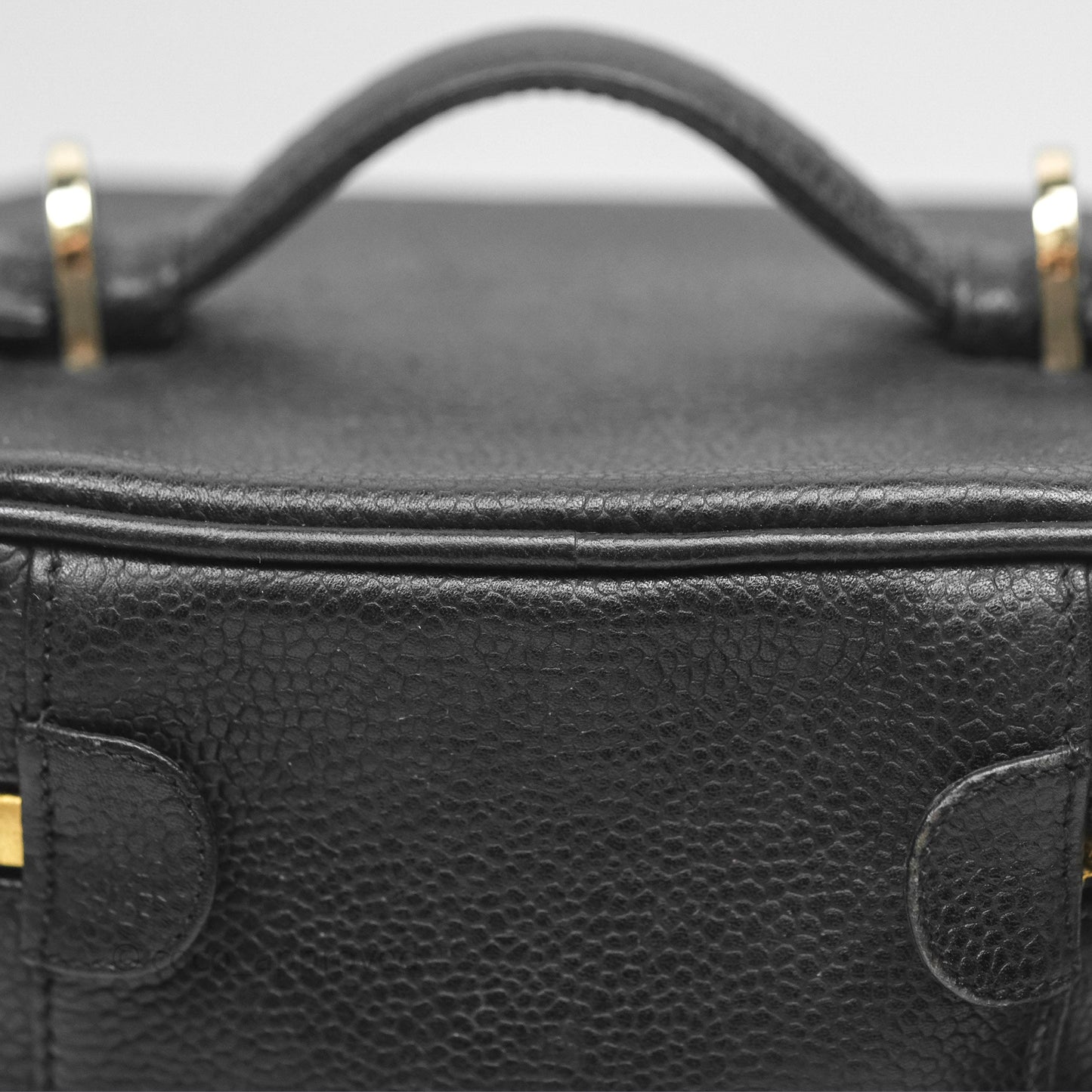 Chanel Vintage Vanity Case Black Caviar Gold Hardware