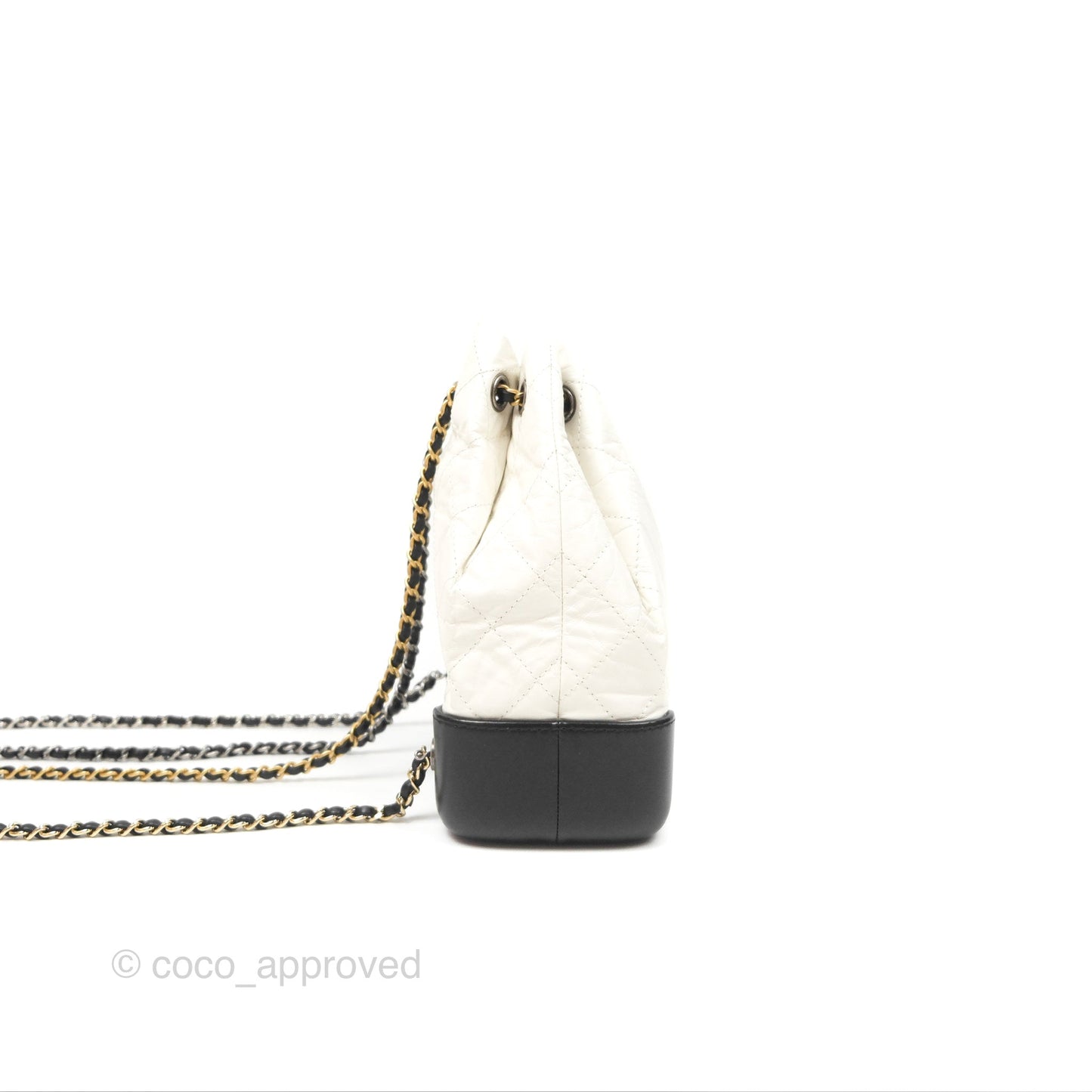 Chanel Small Gabrielle Backpack White Black Aged Calfskin