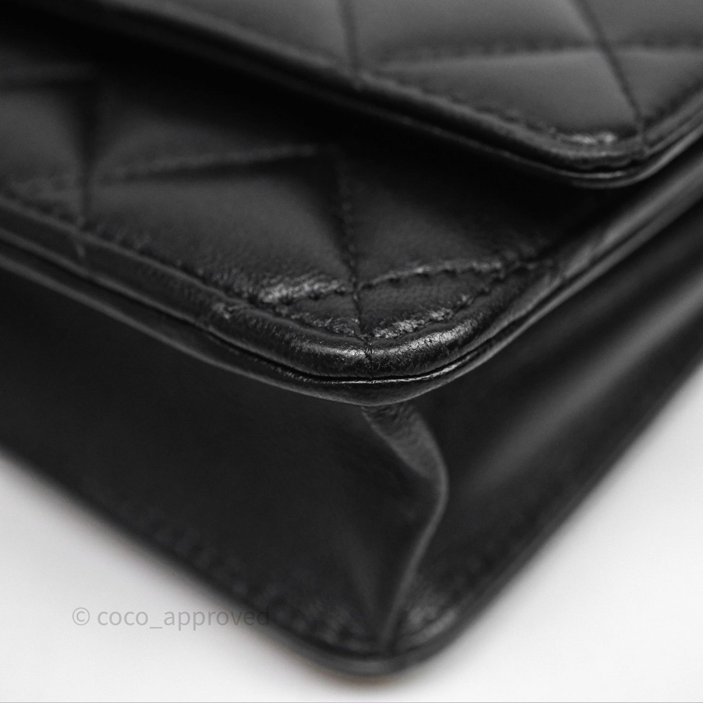 Chanel Quilted WOC Black Lambskin Silver Hardware