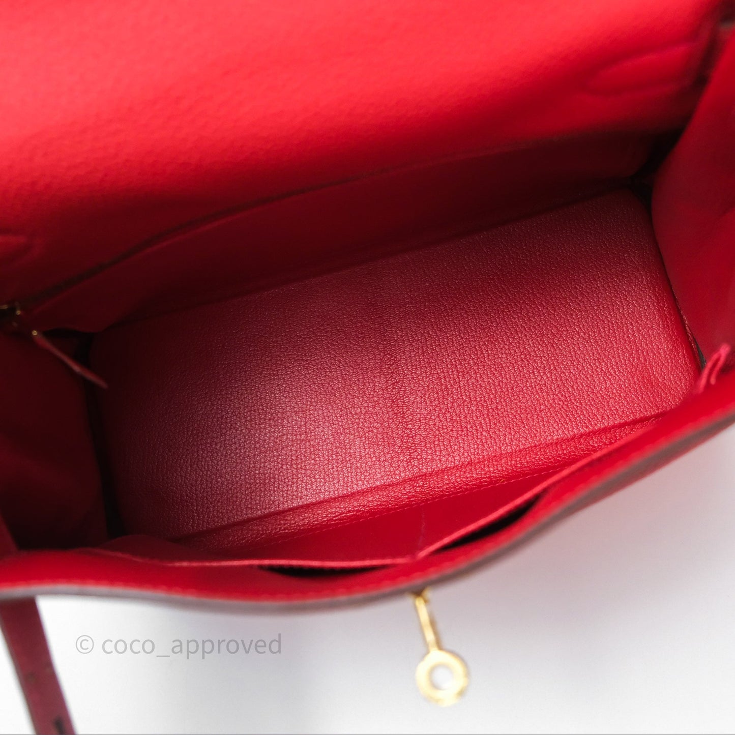 Hermès Kelly 28 Retourne Geranium D5 Togo Gold Hardware