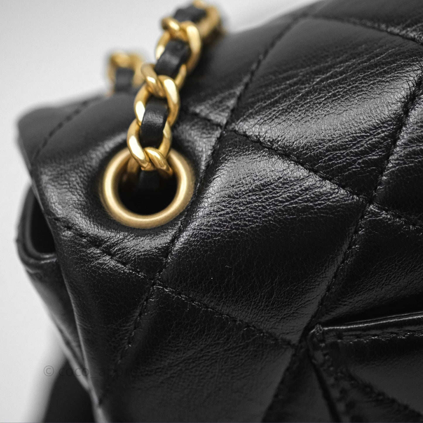 Chanel Quilted Flap Bag Black Lambskin Aged Gold Hardware 22P