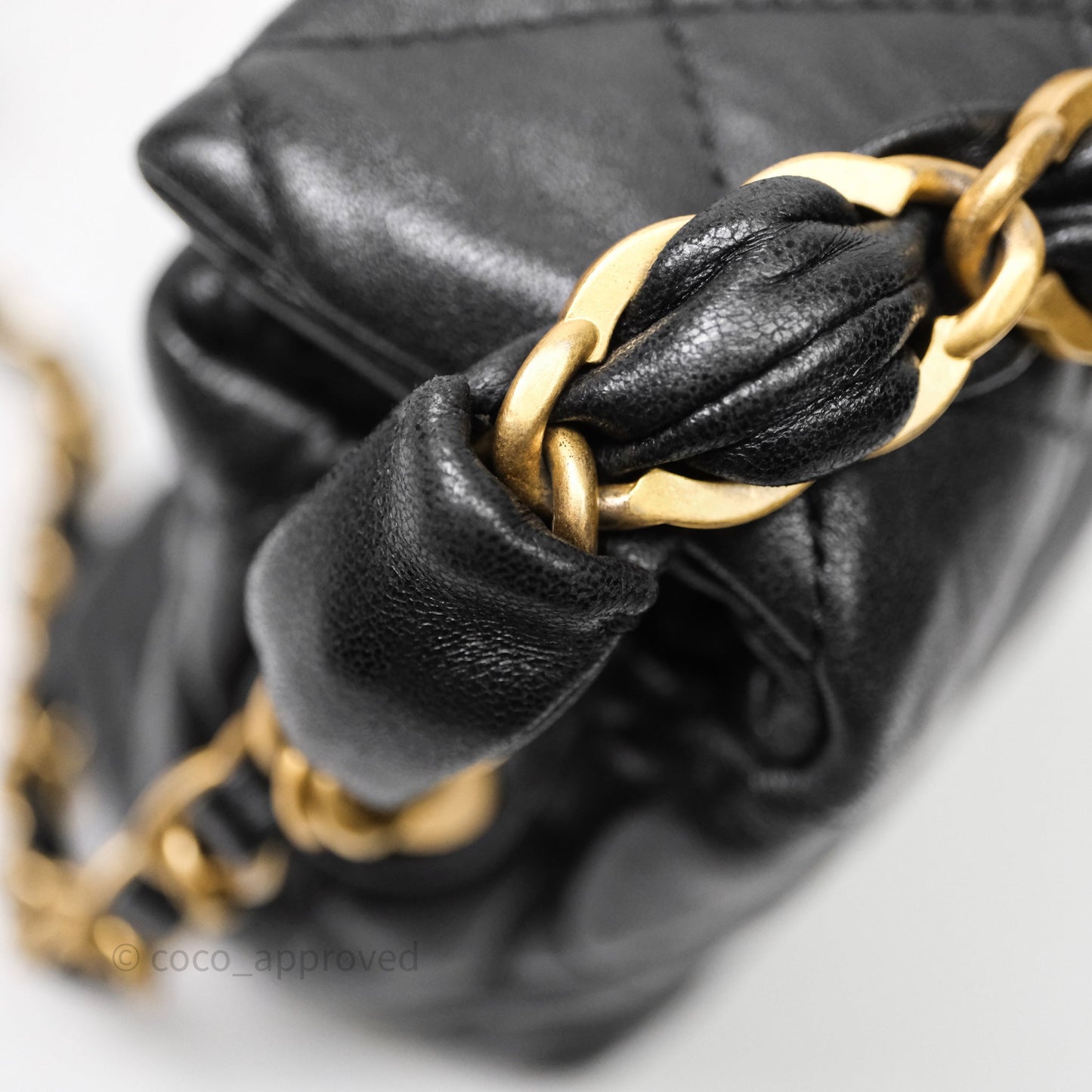 Chanel Small Hobo Bag Crumpled Black Lambskin Aged Gold Hardware