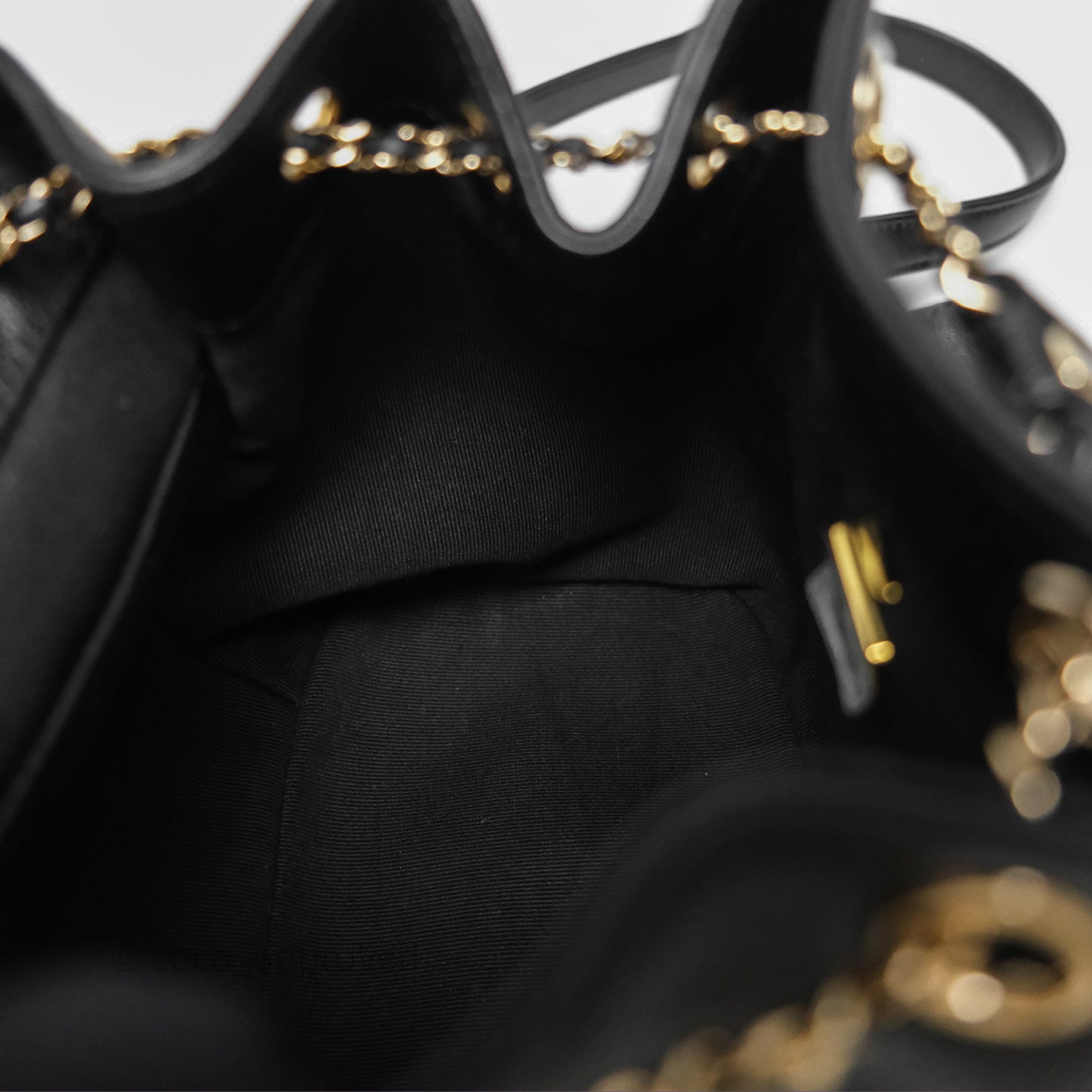 Chanel Small Duma Drawstring Backpack Black Lambskin Gold Hardware