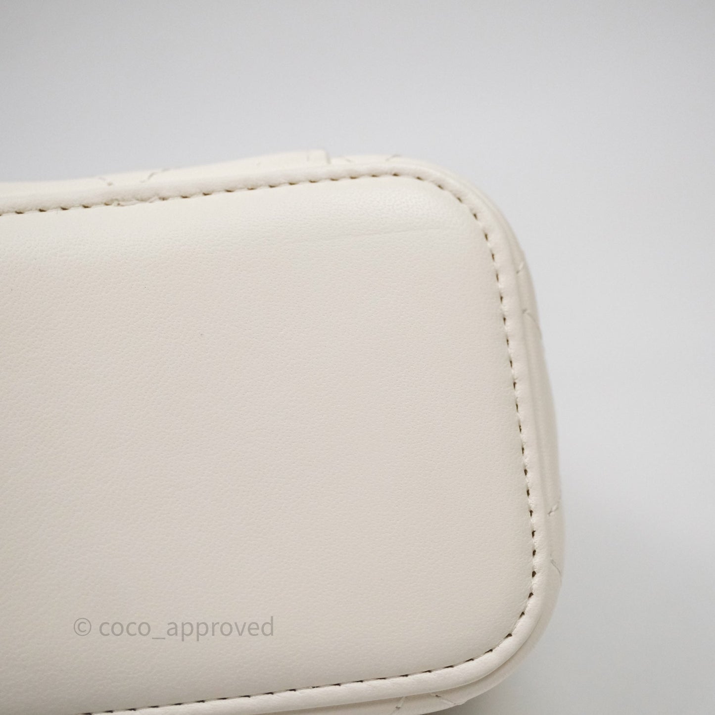 Chanel Quilted Pearl Crush Mini Vanity With Chain Ivory White Lambskin Aged Gold Hardware