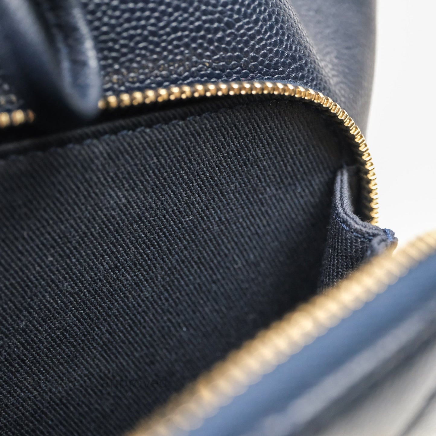 Chanel Quilted Business Affinity Backpack Navy Caviar Light Gold Hardware
