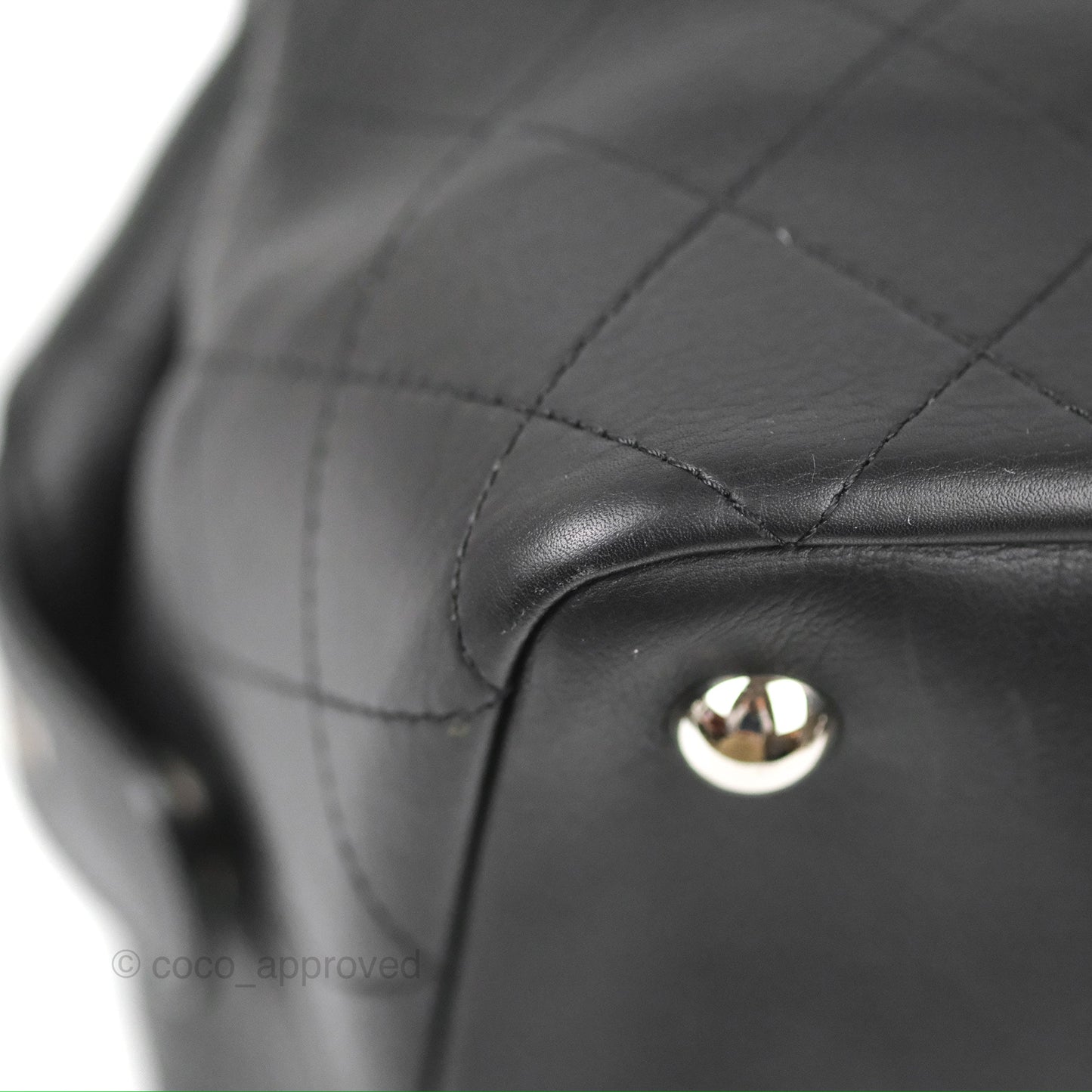 Chanel Flat Quilted Boston Bag Black Calfskin Silver Hardware