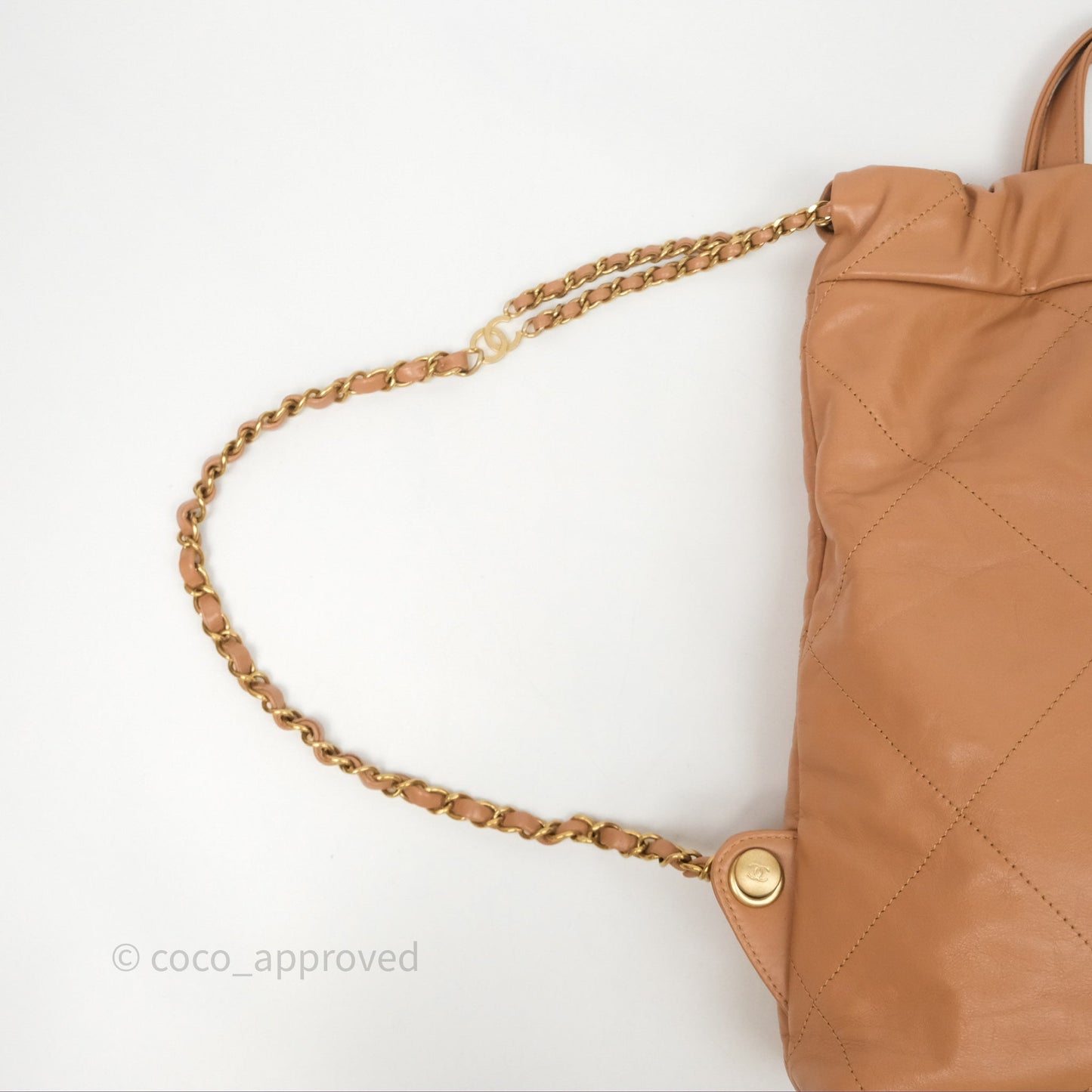 Chanel 22 Small Backpack Camel Shiny Calfskin Gold Hardware