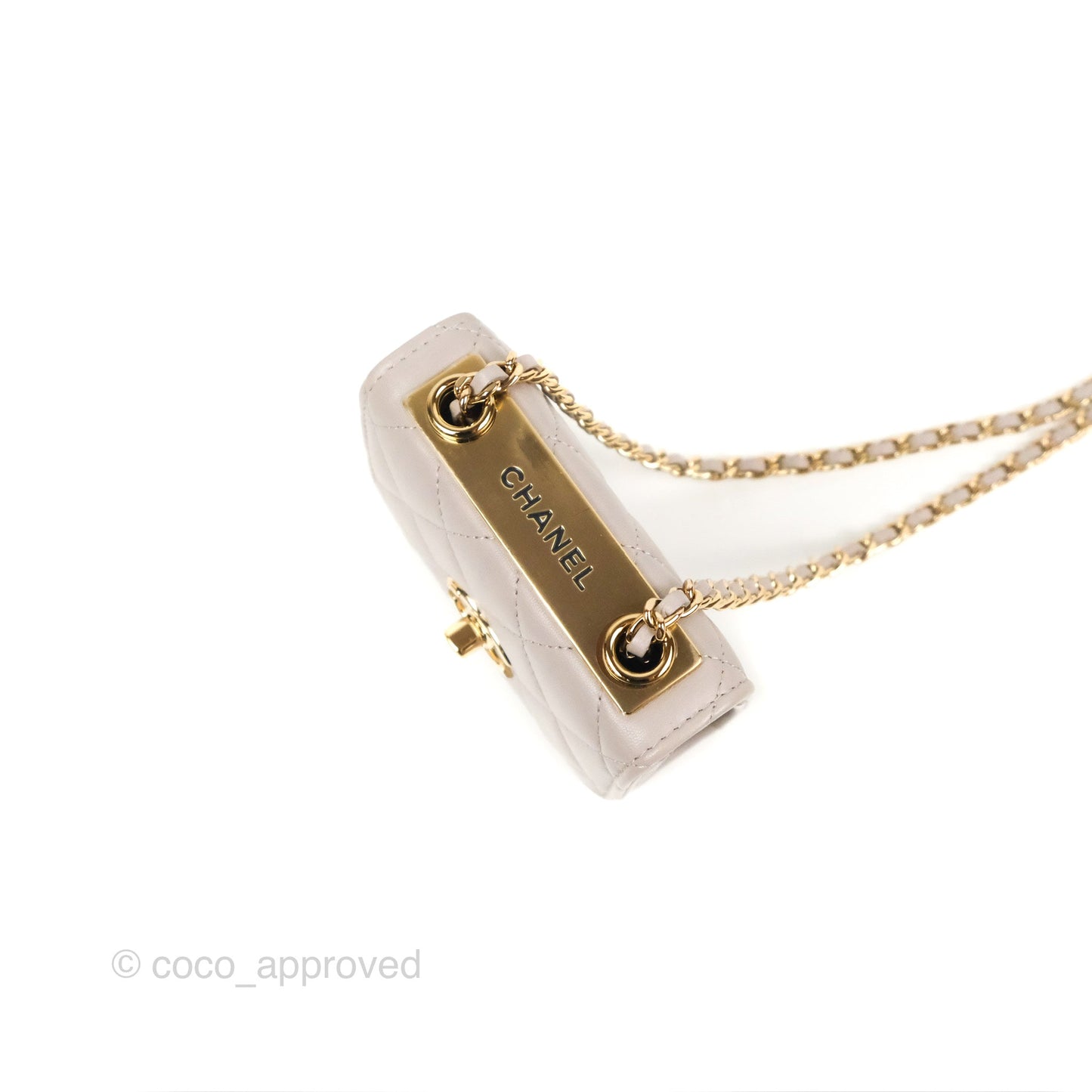 Chanel Mini Quilted Trendy CC Clutch With Chain Light Grey Lambskin Gold Hardware