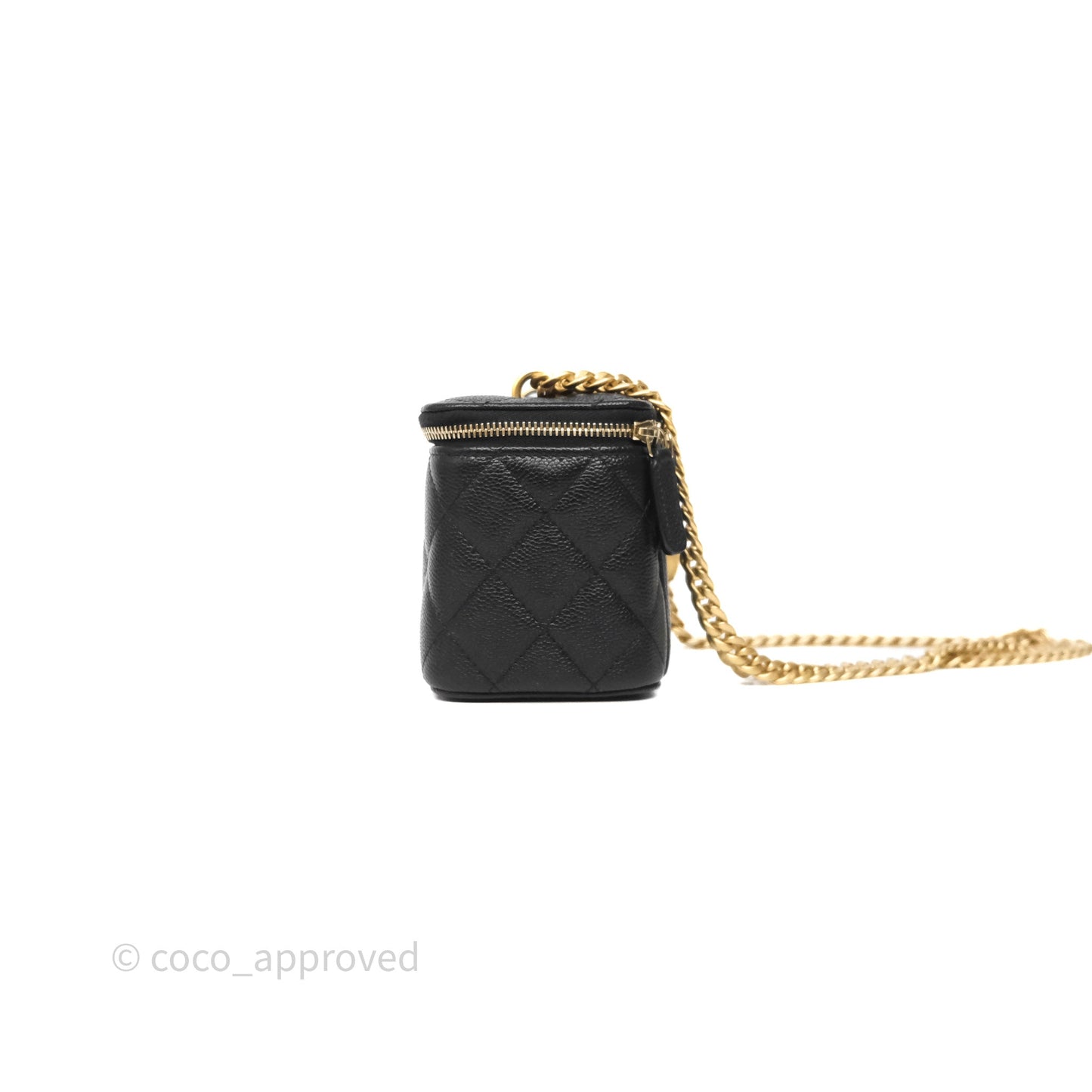 Chanel Vanity with Heart Adjustable Chain Black Caviar Aged Gold Hardware