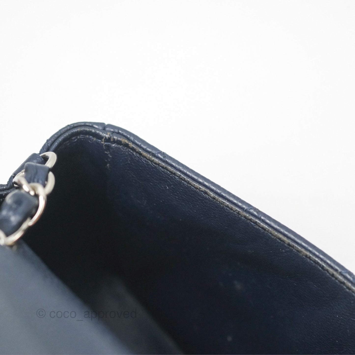 Chanel Quilted Mini Rectangular Flap Navy Caviar Silver Hardware