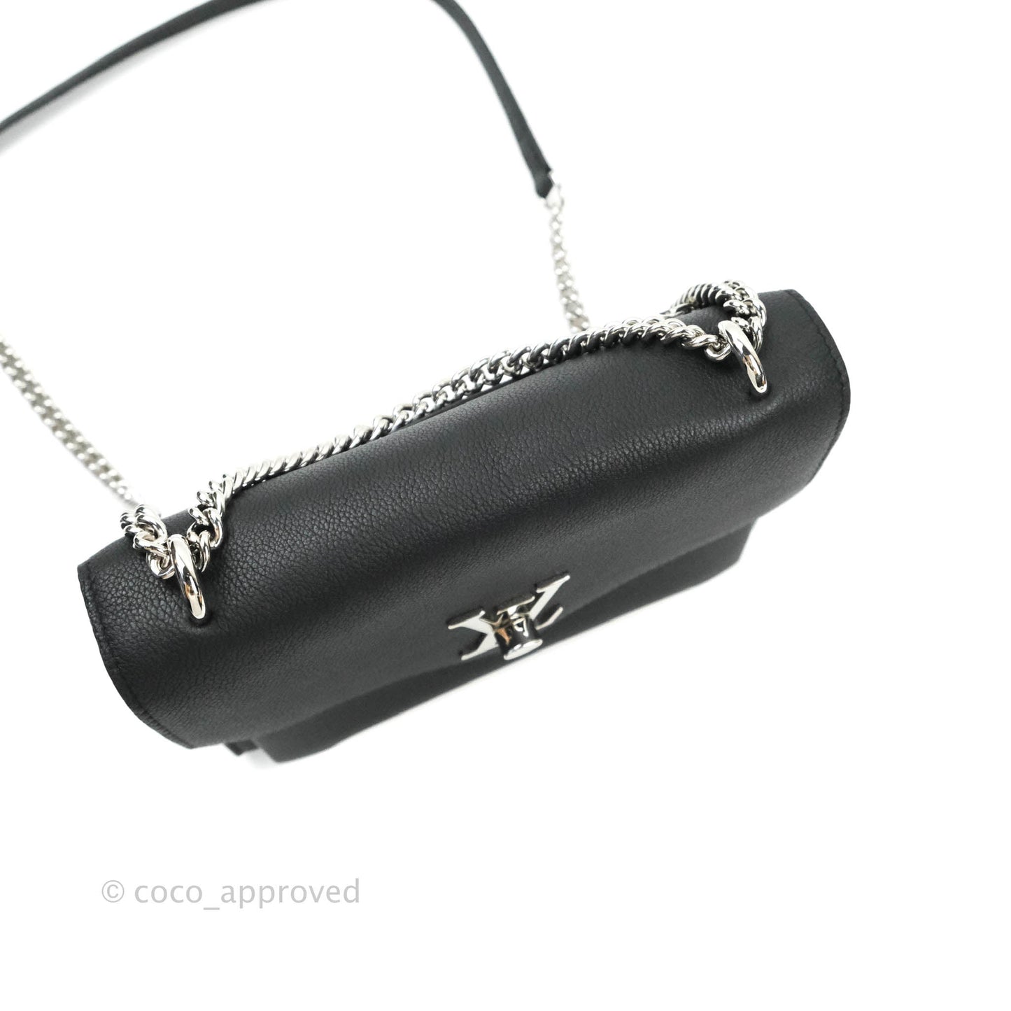 Louis Vuitton Calfskin My Lockme BB Bag Black Silver Hardware
