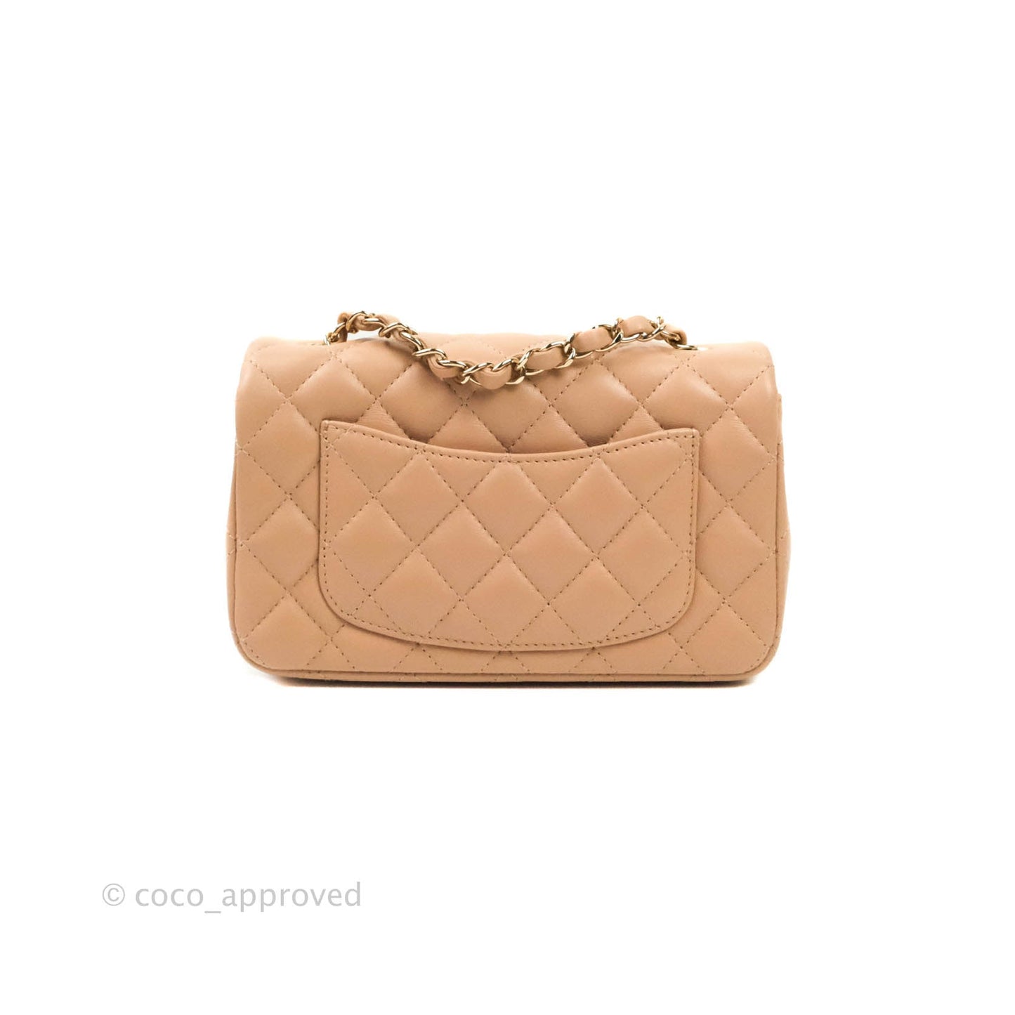 CChanel Quilted Mini Rectangular Lambskin Beige Gold Hardware 21A