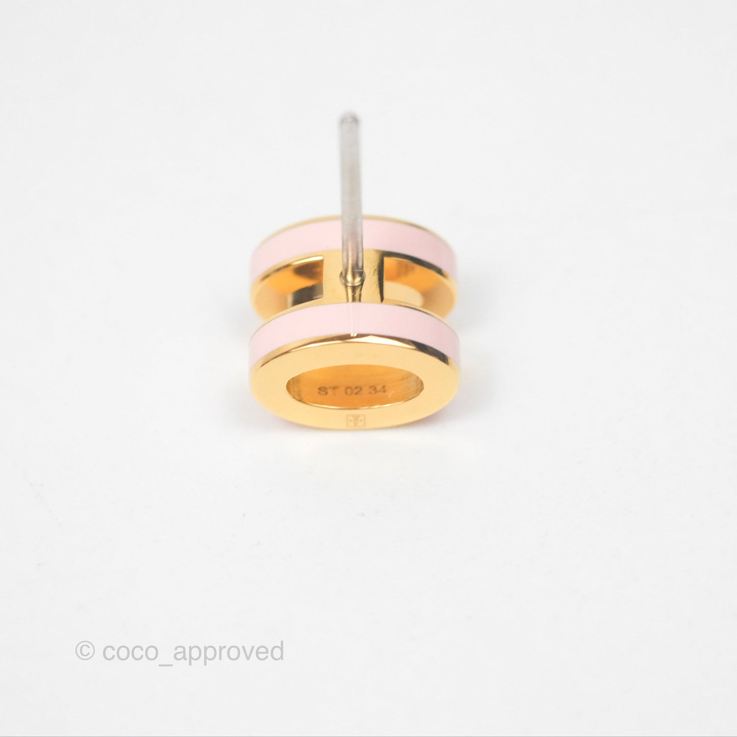 Hermès Mini Pop H Earrings Rose Dragee Gold Tone