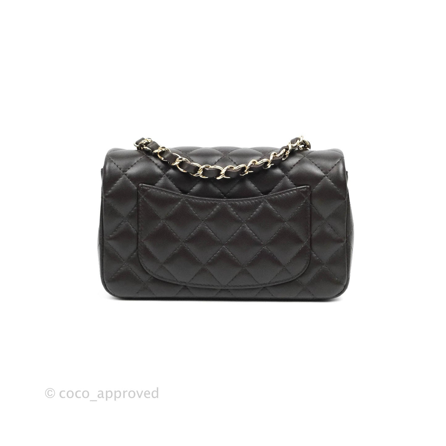 Chanel Quilted Mini Rectangular Lambskin Chocolate Brown Gold Hardware